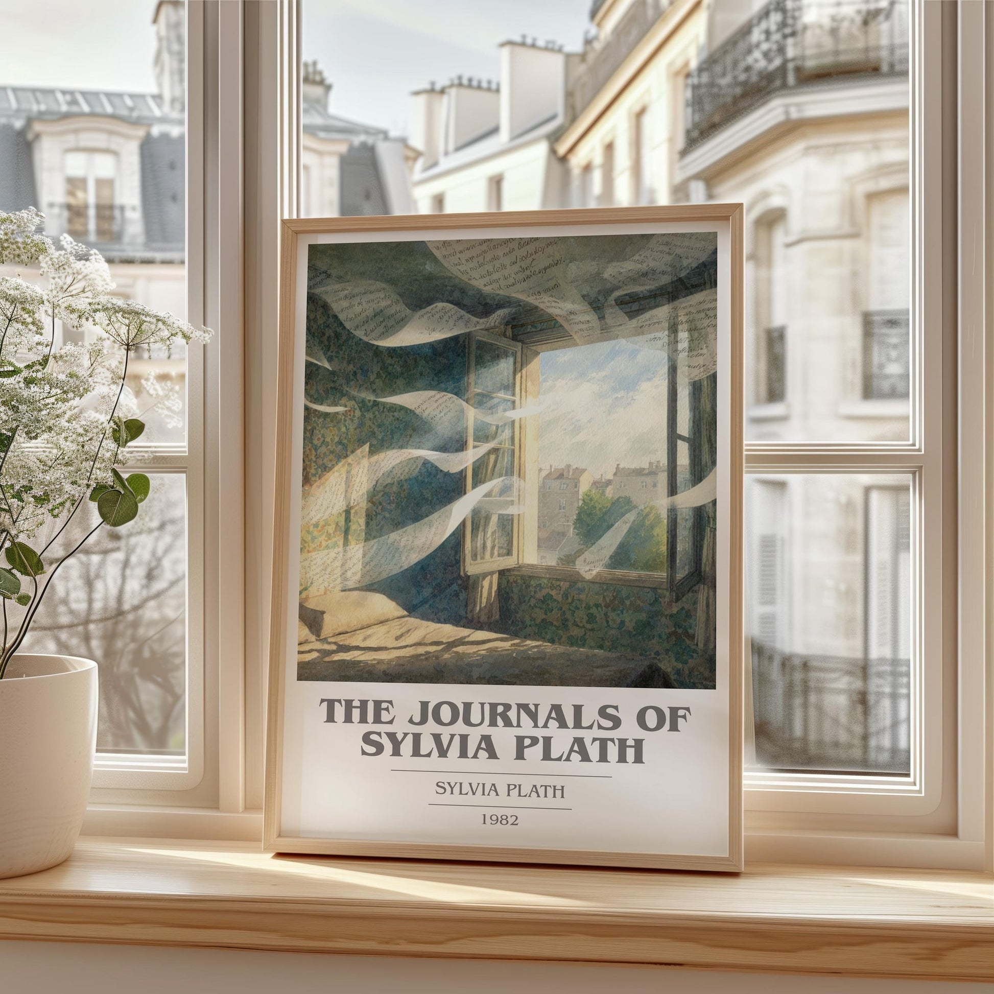 The Journals of Sylvia Plath book cover book poster framed on wall – poetry wall art