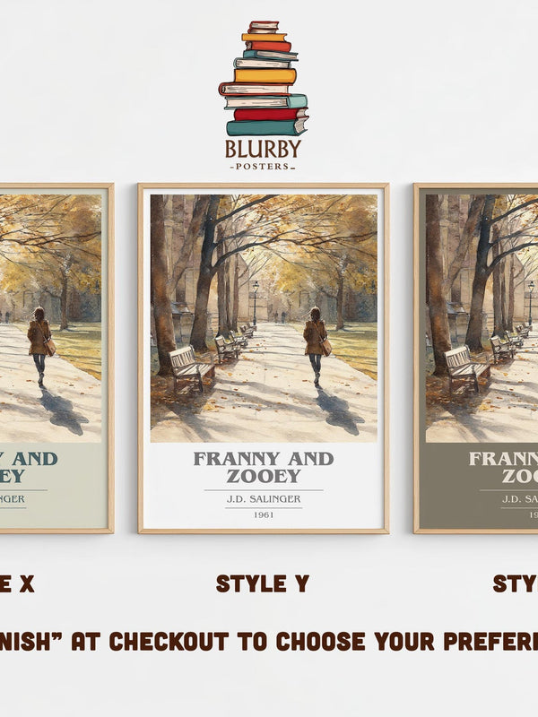 Franny and Zooey book cover print in frame leaning in hallway – classic literature wall art