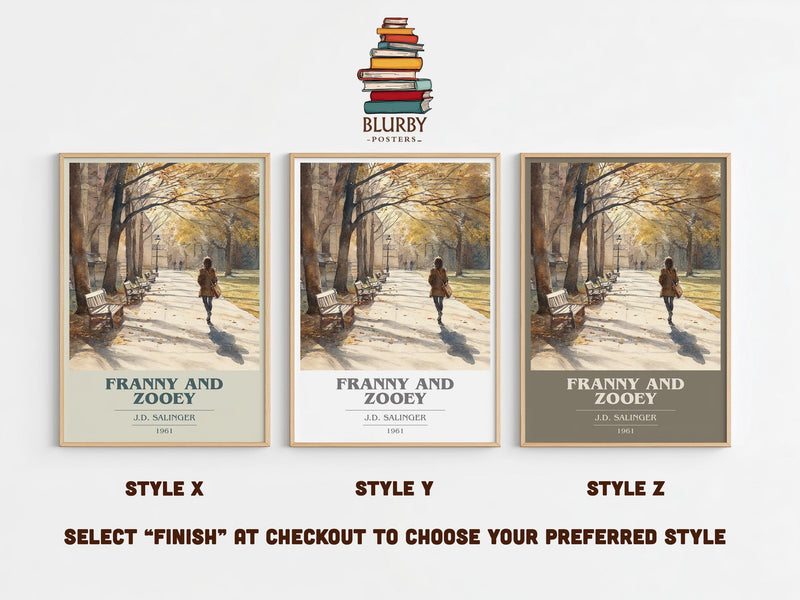 Franny and Zooey book cover print in frame leaning in hallway – classic literature wall art