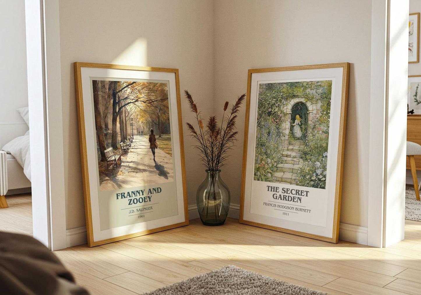 Franny and Zooey book cover print on bookshelf – J.D. Salinger fan gift