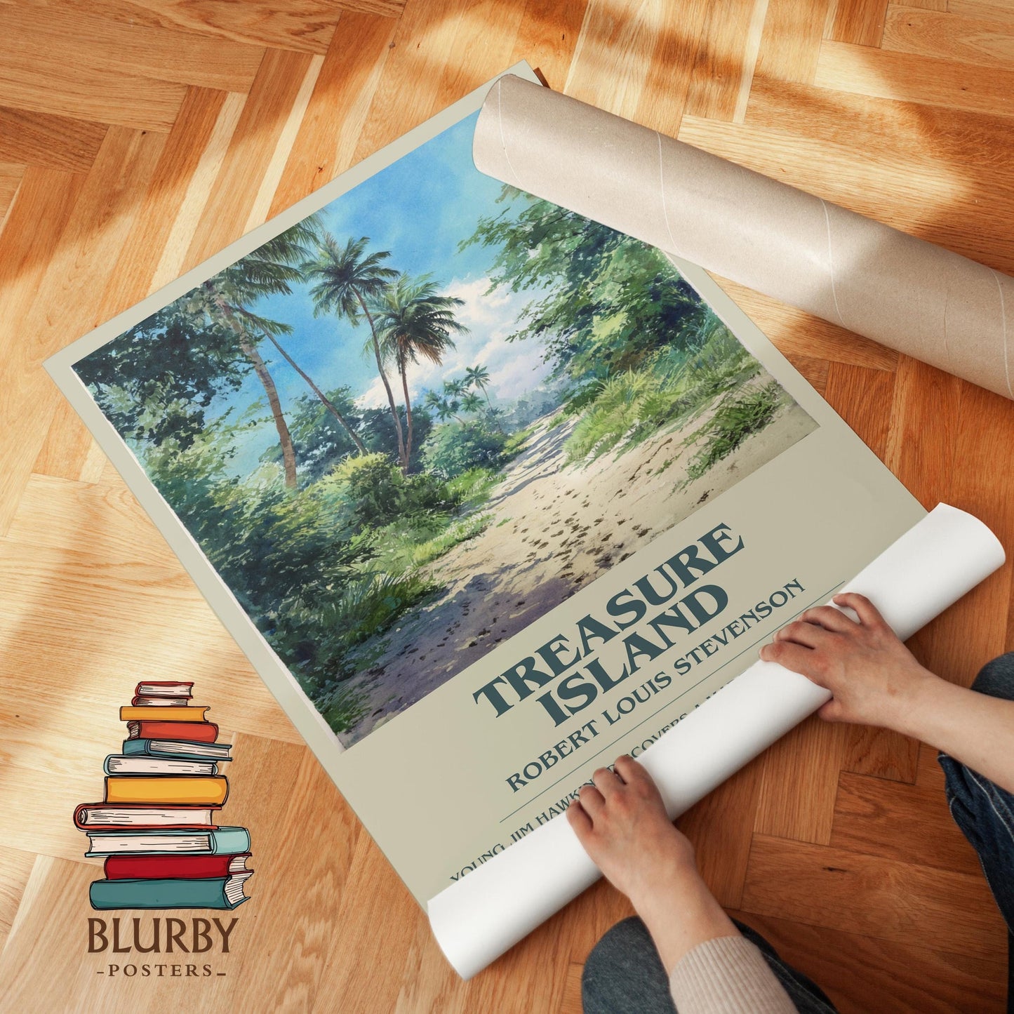 Treasure Island book poster packaging – museum-quality print rolled in protective tube