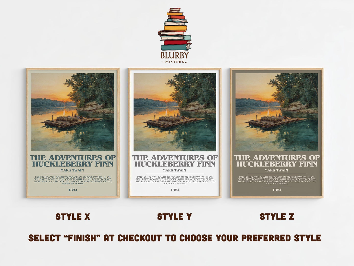 The Adventures of Huckleberry Finn by Mark Twain | Book Poster | Literary Art Gift For Book Lover | Novel Inspired Wall Art | Free Delivery