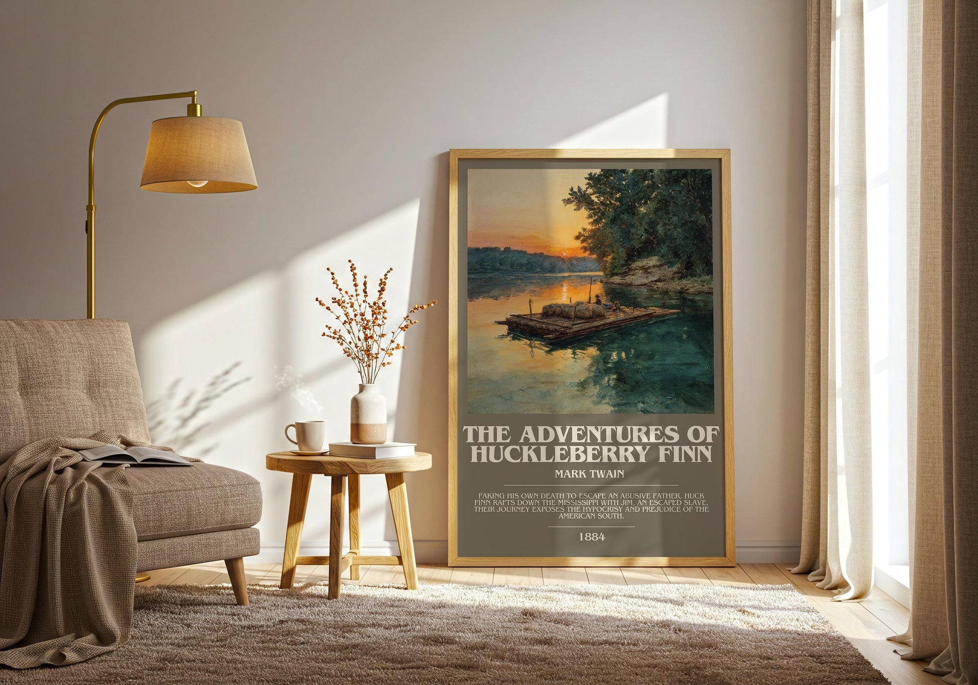 The Adventures of Huckleberry Finn by Mark Twain | Book Poster | Literary Art Gift For Book Lover | Novel Inspired Wall Art | Free Delivery