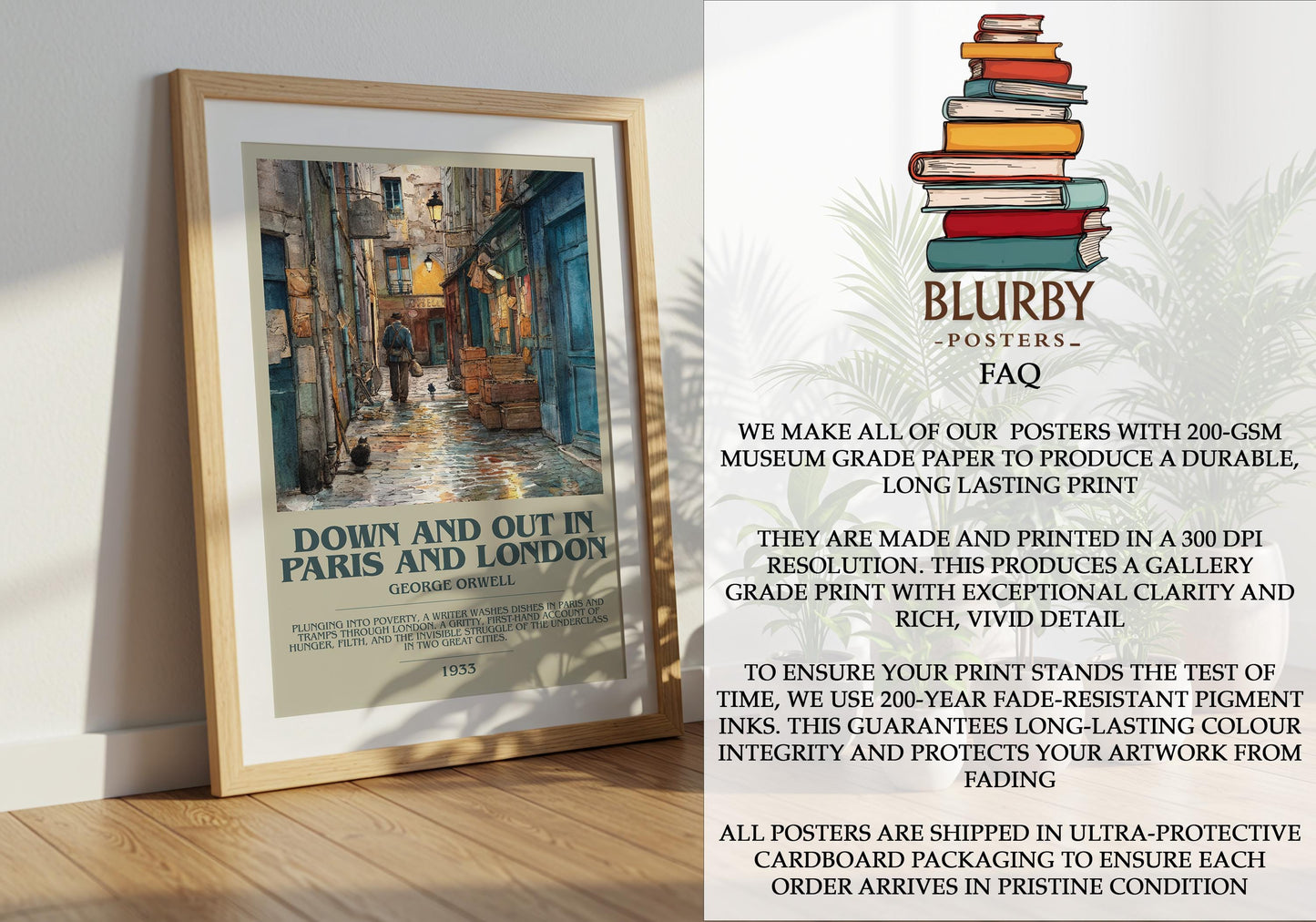 Down and Out in Paris and London by George Orwell | Book Poster | Literary Art Gift For Book Lover | Novel Inspired Wall Art | Free Delivery