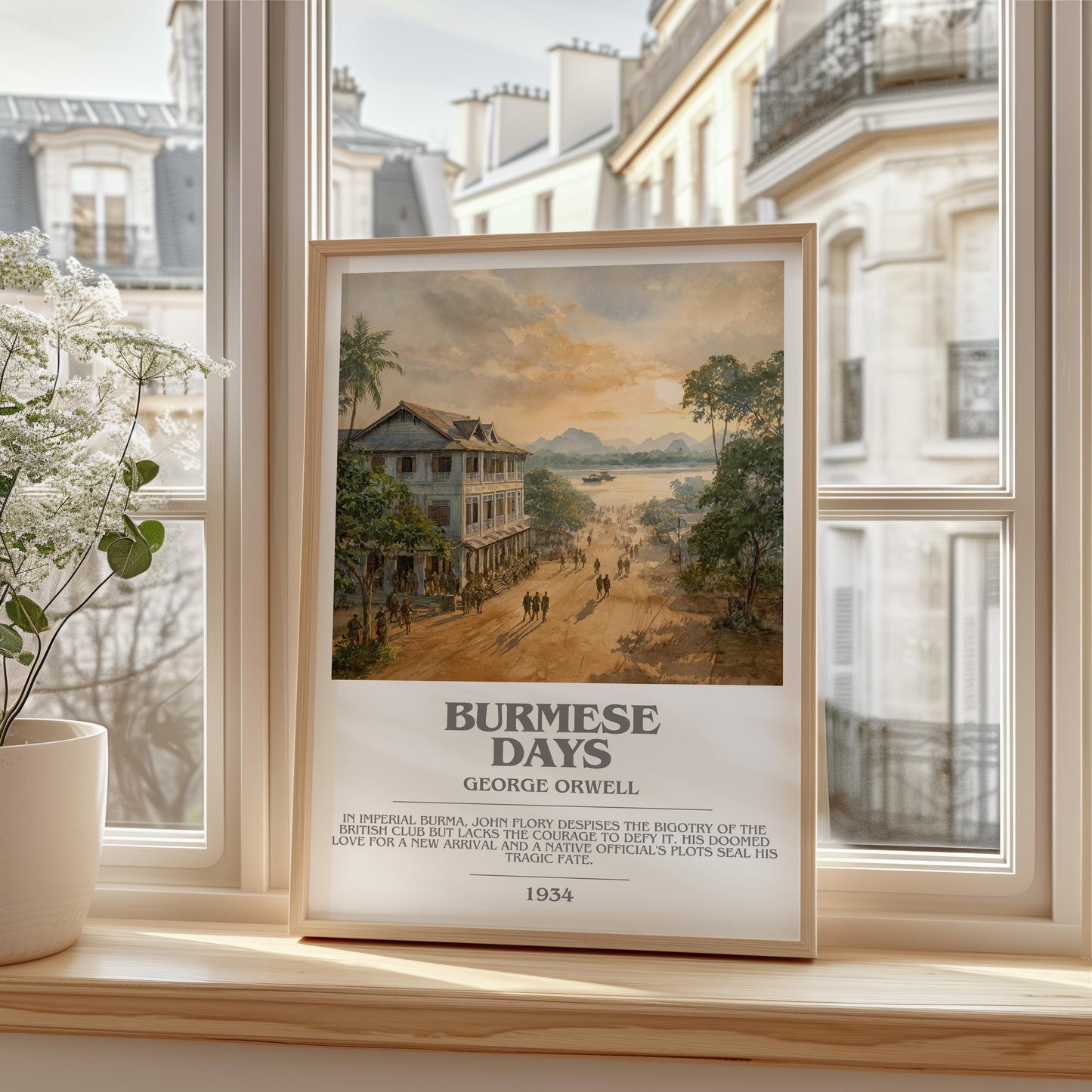 Burmese Days by George Orwell | Book Poster | Literary Art Gift For Book Lover | Novel Inspired Wall Art | Free Delivery