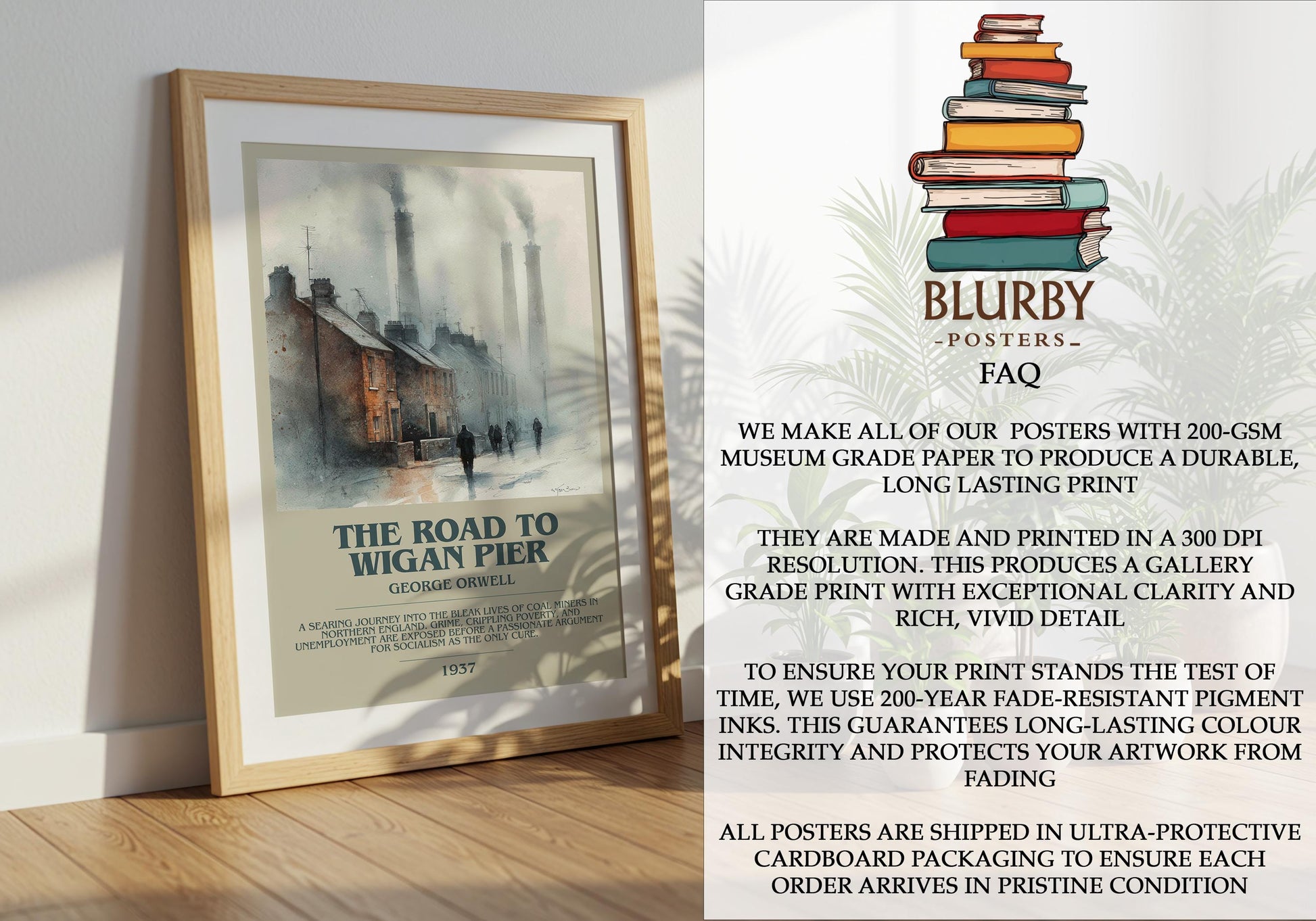 The Road to Wigan Pier by George Orwell | Book Poster | Literary Art Gift For Book Lover | Novel Inspired Wall Art | Free Delivery