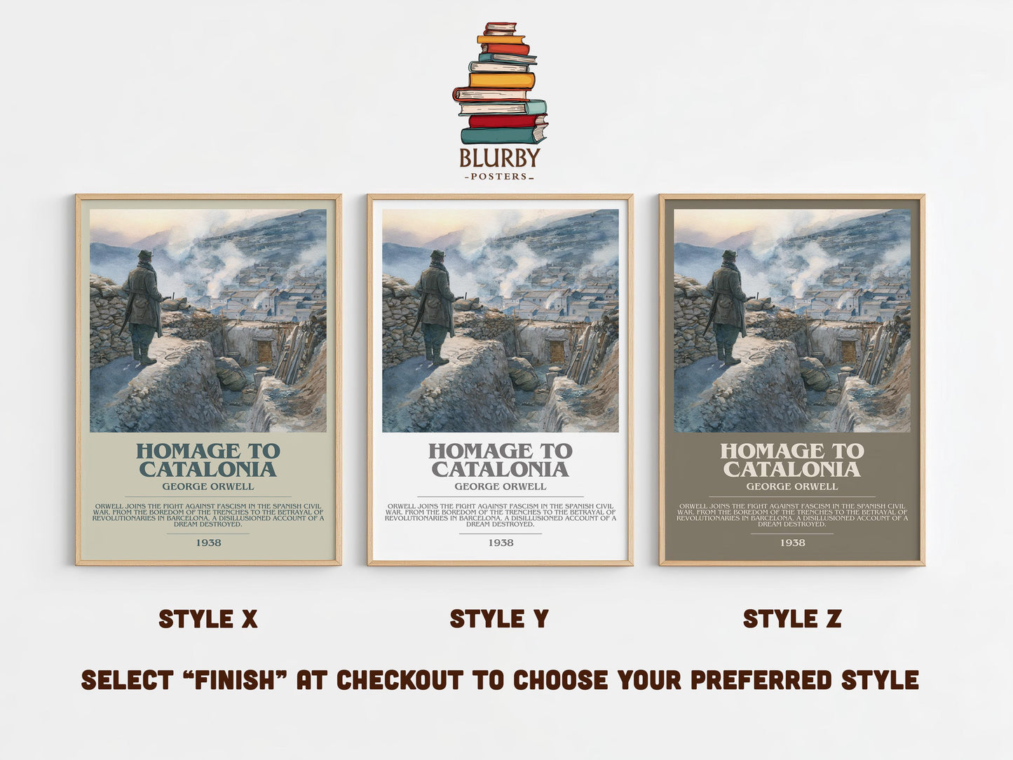 Homage to Catalonia by George Orwell | Book Poster | Literary Art Gift For Book Lover | Novel Inspired Wall Art | Free Delivery