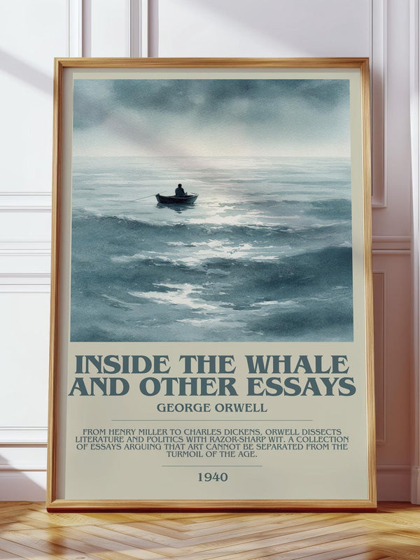 Inside the Whale and Other Essays bookish print in frame leaning in hallway – literary fiction wall art