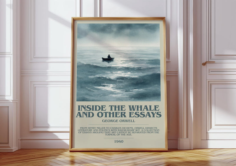 Inside the Whale and Other Essays bookish print in frame leaning in hallway – literary fiction wall art