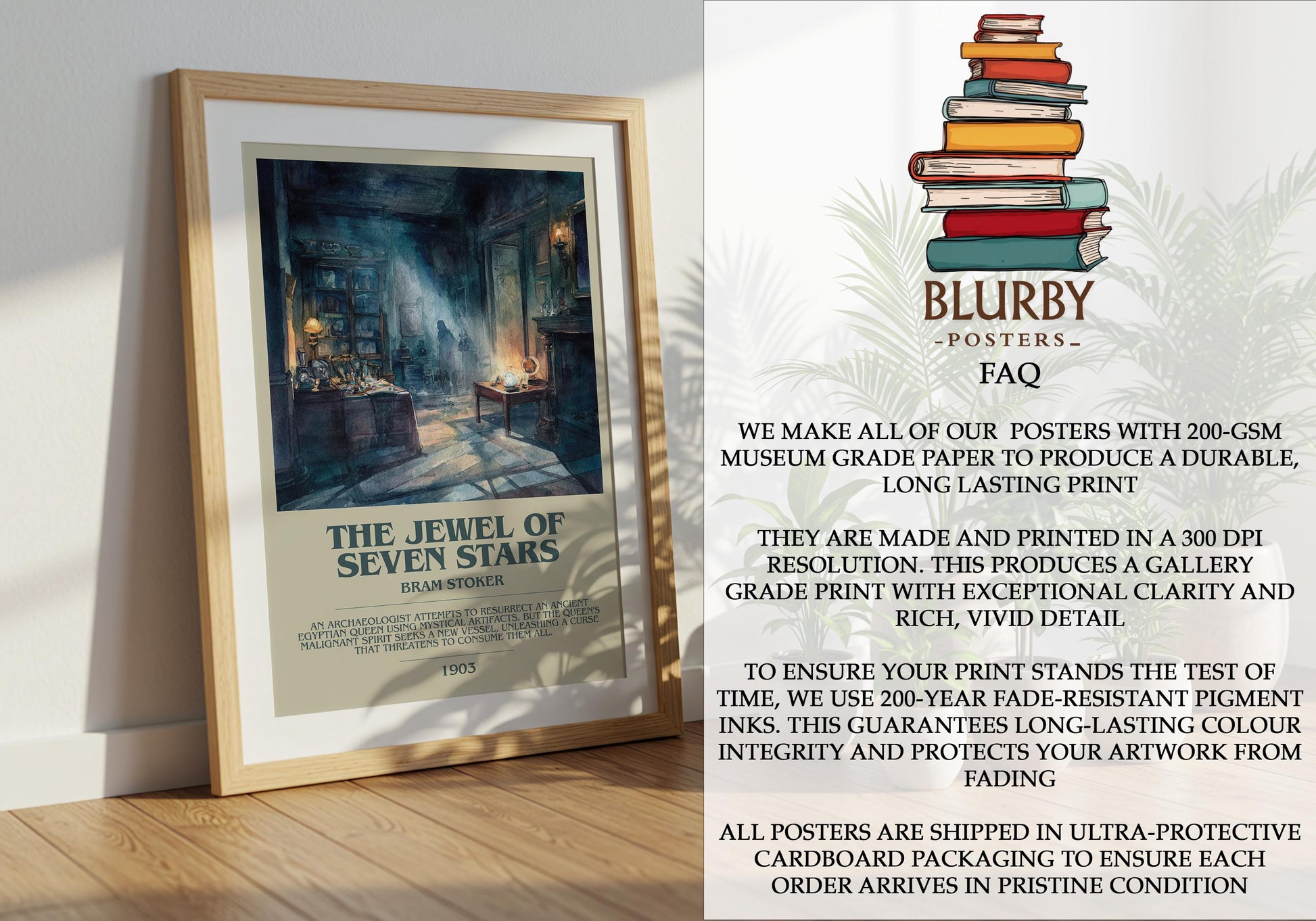 The Jewel of Seven Stars by Bram Stoker | Book Poster | Literary Art Gift For Book Lover | Novel Inspired Wall Art | Free Delivery