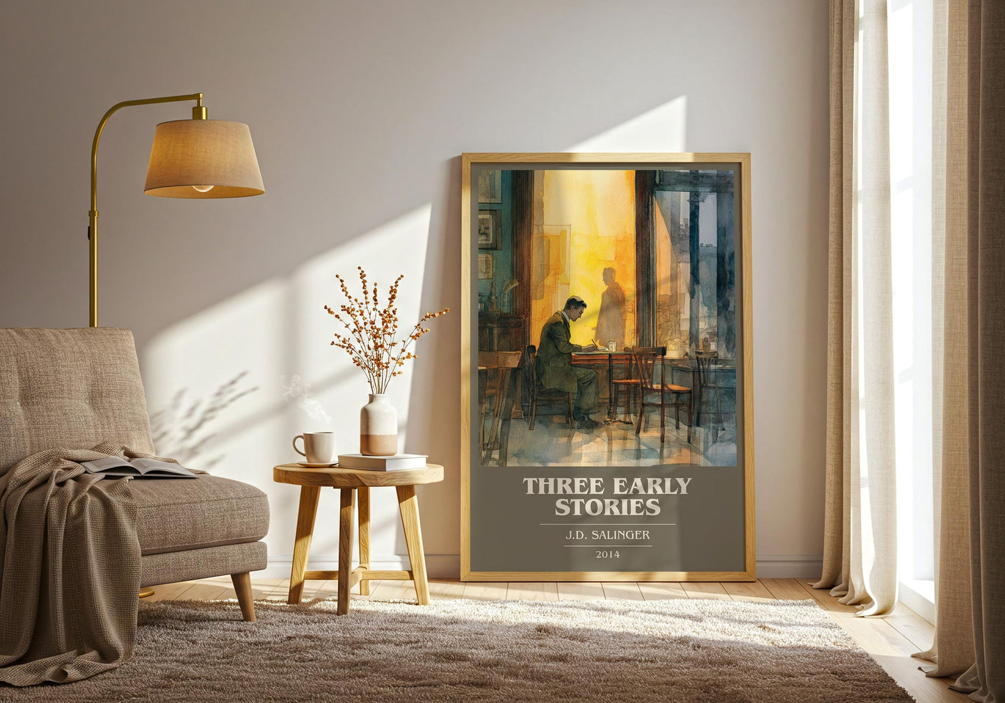 Three Early Stories book cover book poster framed on wall – literary fiction wall art