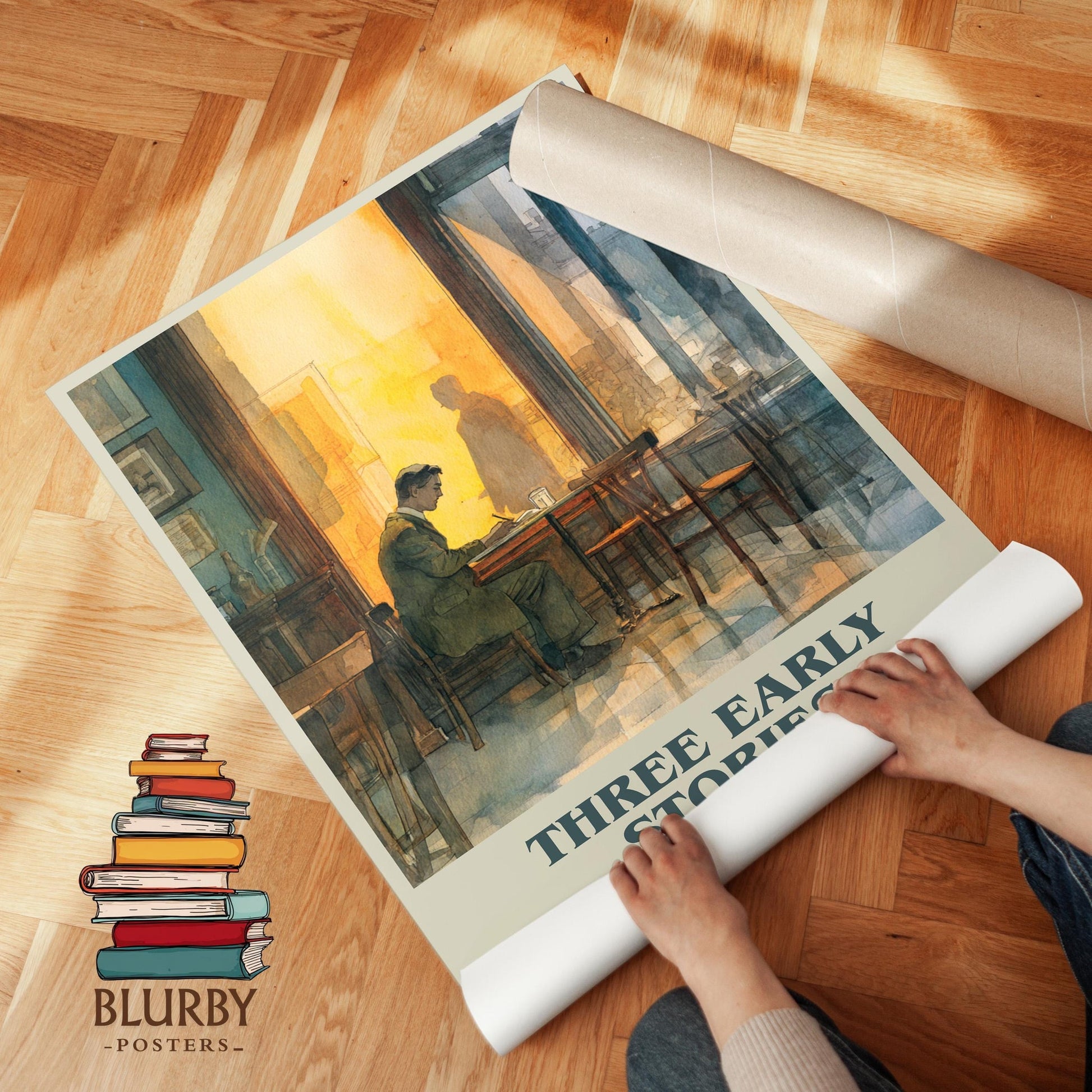 Three Early Stories book cover poster paired in gallery wall – literary art prints