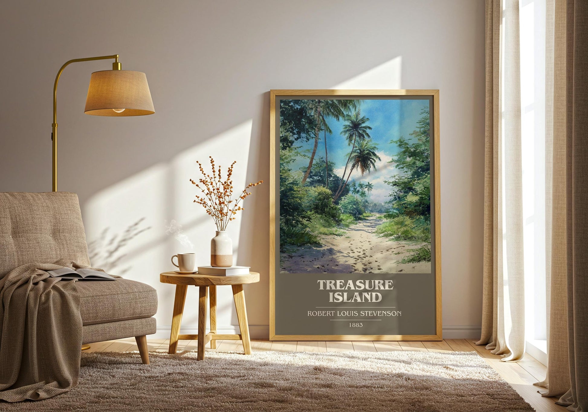 Treasure Island book cover book poster framed on wall – classic literature wall art