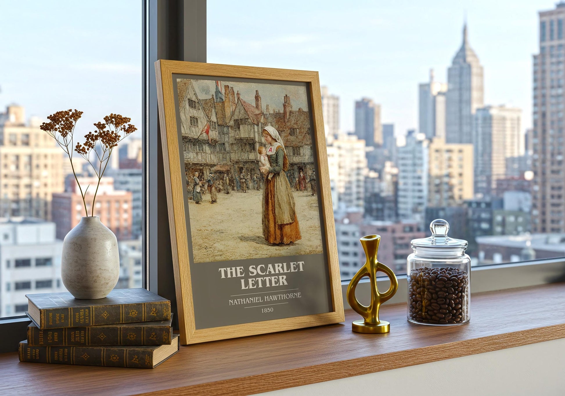 The Scarlet Letter book cover book poster framed on wall – classic literature wall art