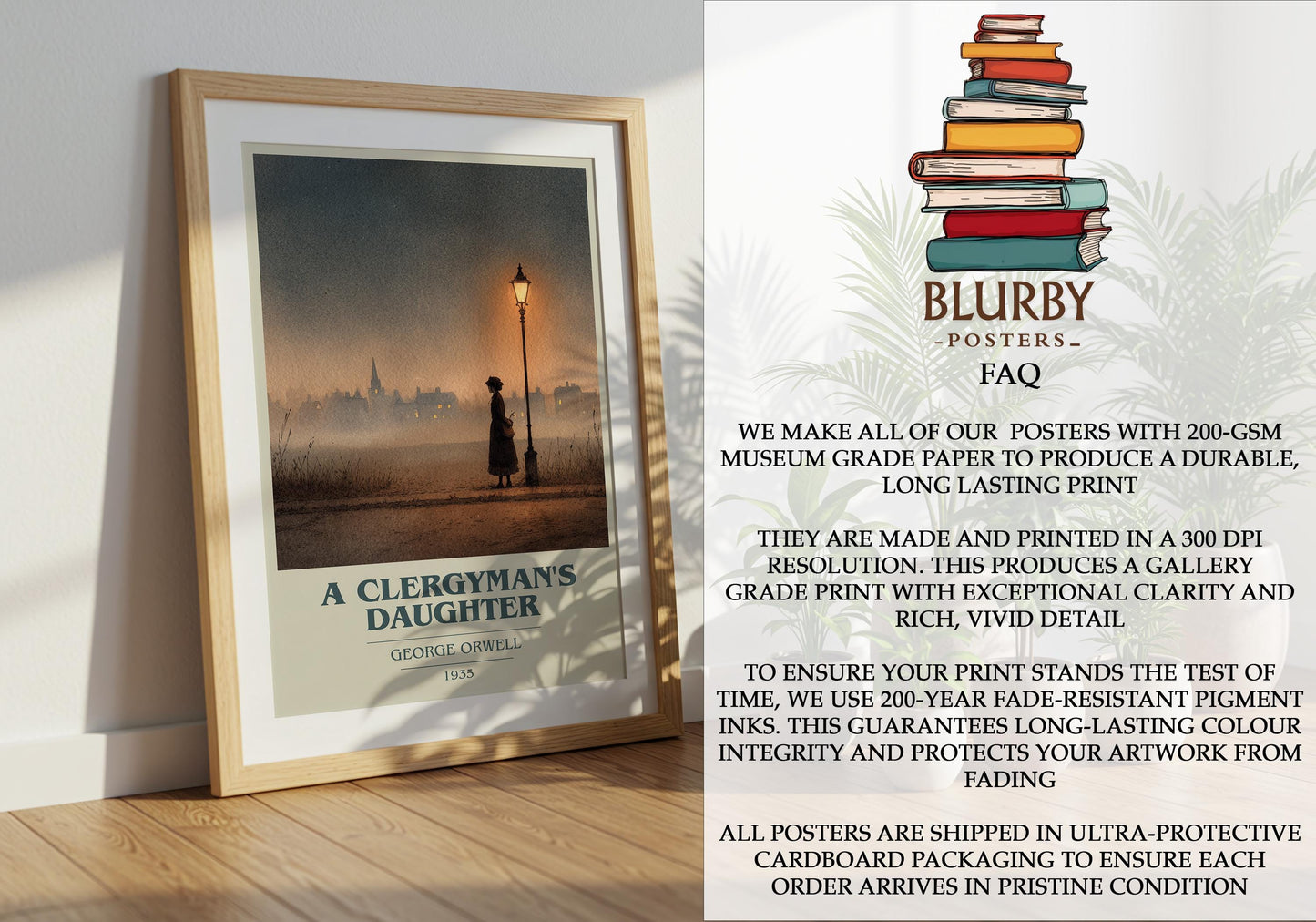 A Clergyman's Daughter by George Orwell | Book Poster | Literary Art Gift For Book Lover | Novel Inspired Wall Art | Free Delivery