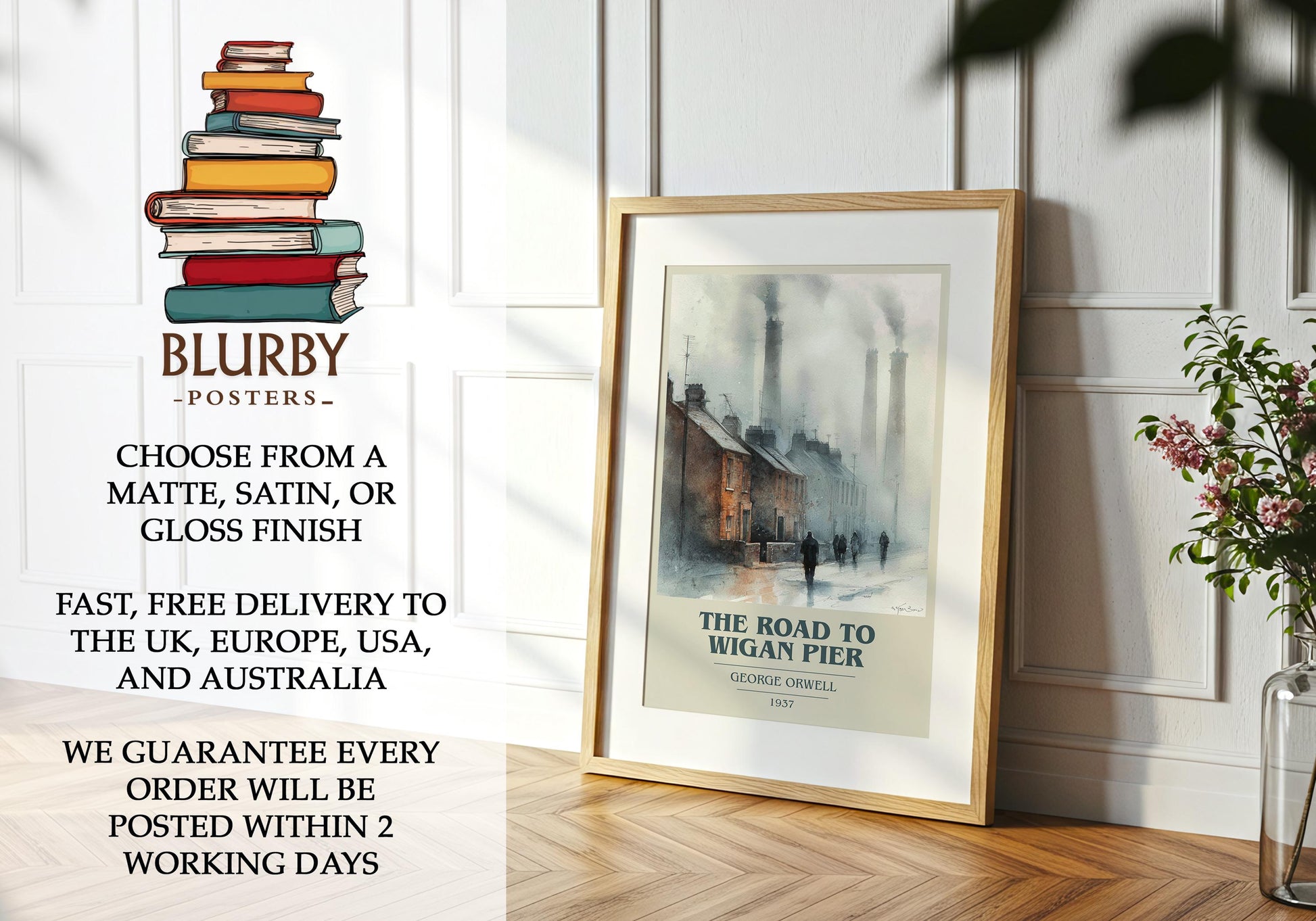 The Road to Wigan Pier by George Orwell | Book Poster | Literary Art Gift For Book Lover | Novel Inspired Wall Art | Free Delivery