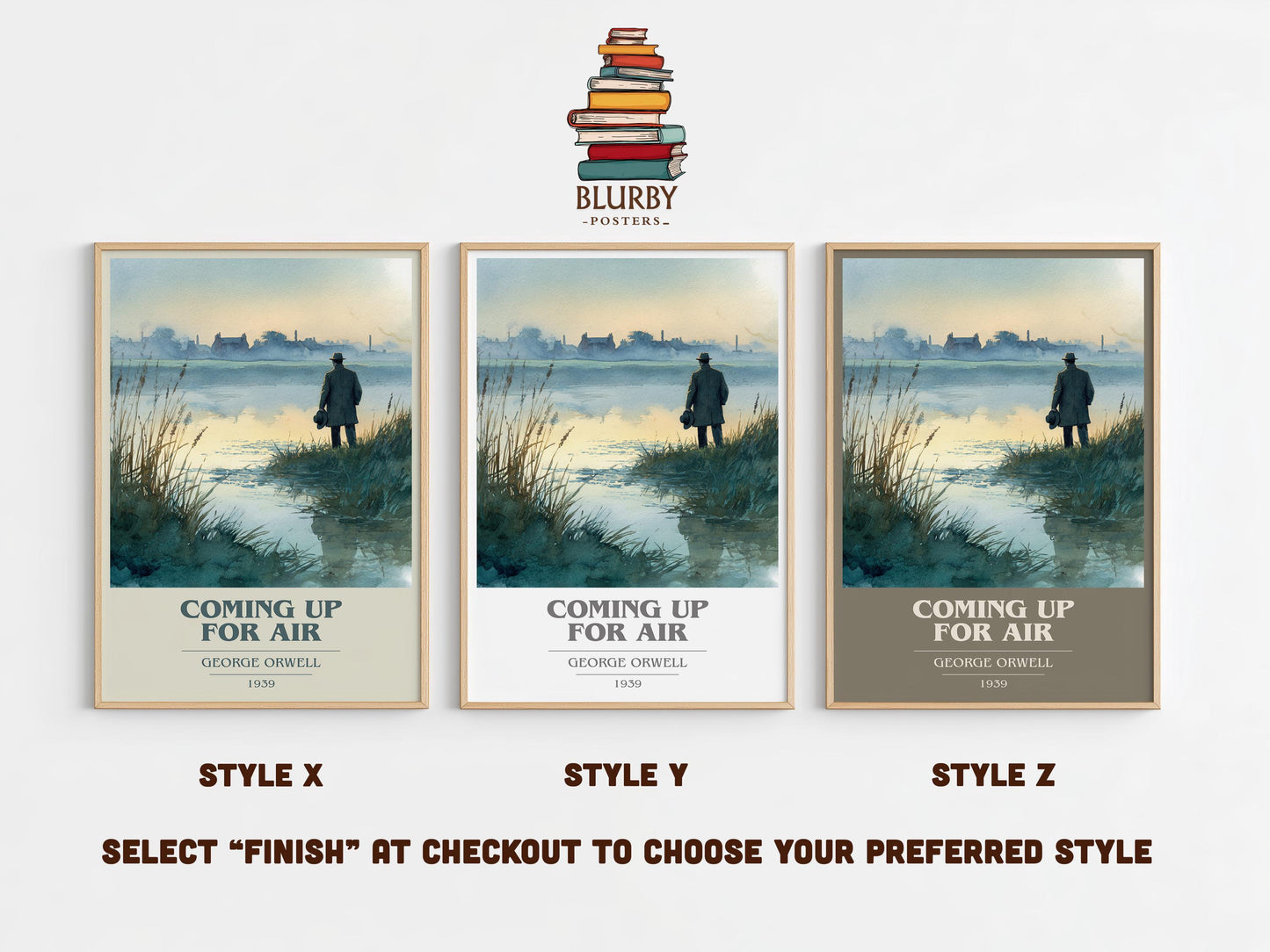 Coming Up for Air by George Orwell | Book Poster | Literary Art Gift For Book Lover | Novel Inspired Wall Art | Free Delivery