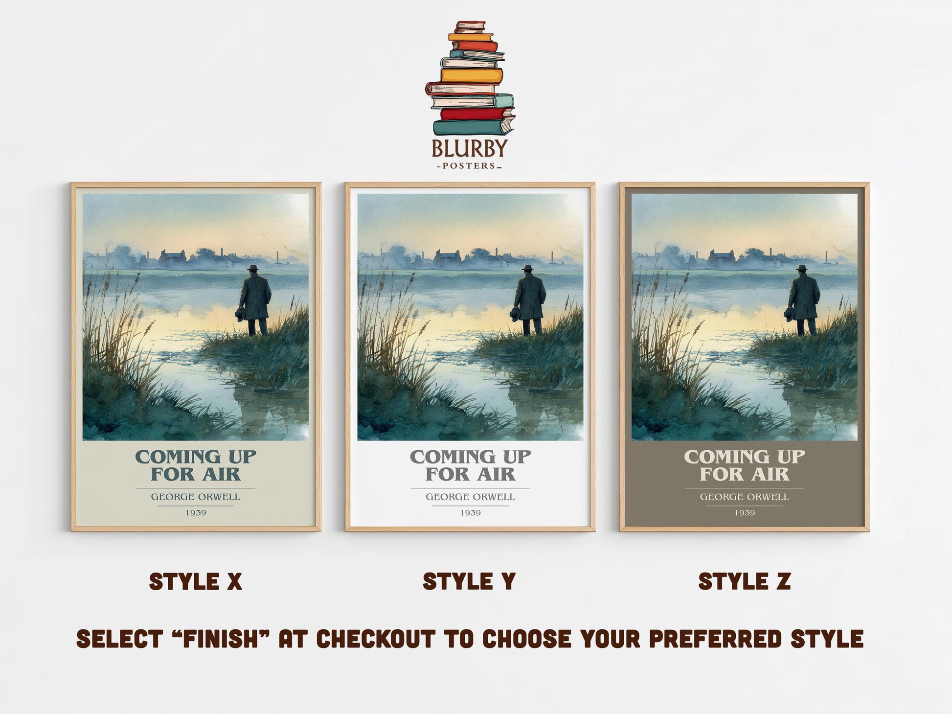 Coming Up for Air by George Orwell | Book Poster | Literary Art Gift For Book Lover | Novel Inspired Wall Art | Free Delivery