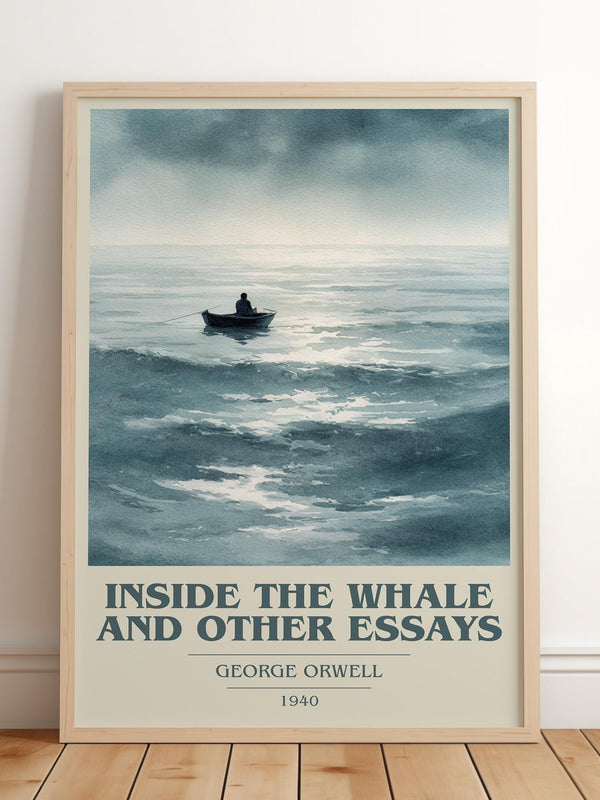 Inside the Whale and Other Essays book cover print in frame leaning in hallway – literary fiction wall art