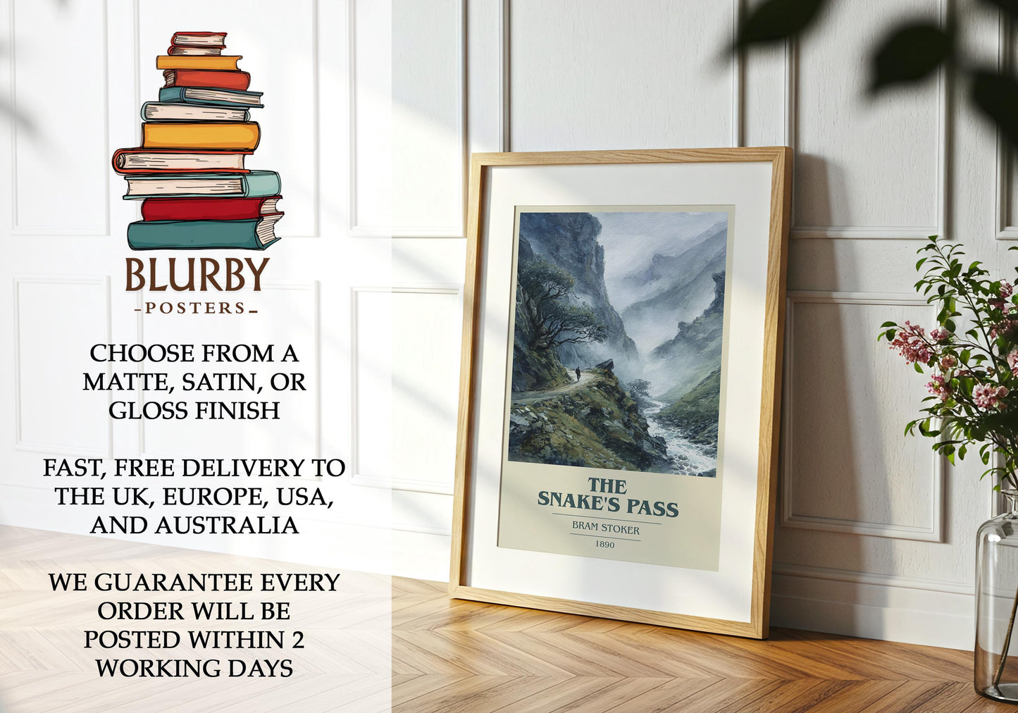 The Snake's Pass by Bram Stoker | Book Poster | Literary Art Gift For Book Lover | Novel Inspired Wall Art | Free Deliver