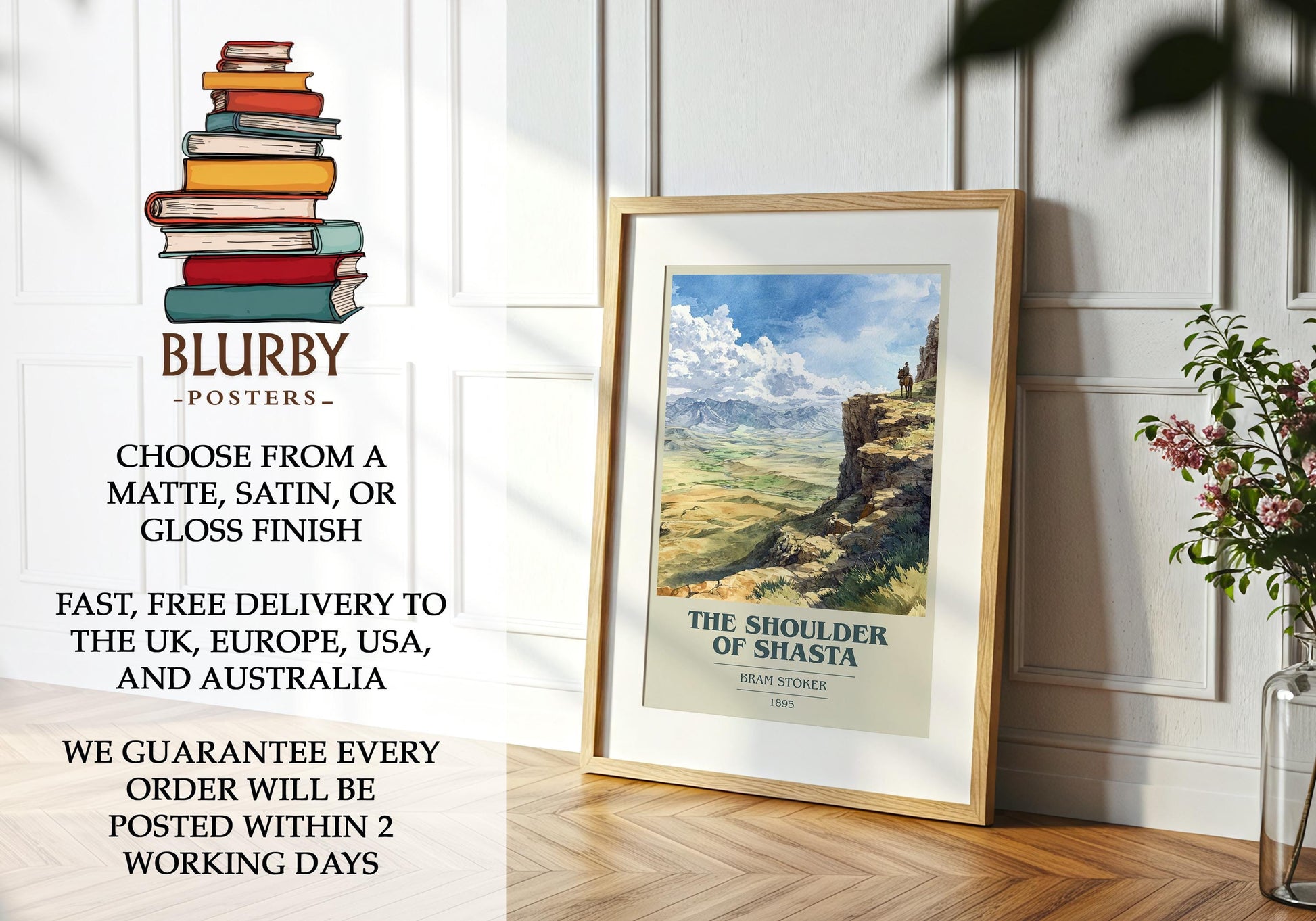 The Shoulder of Shasta by Bram Stoker | Book Poster | Literary Art Gift For Book Lover | Novel Inspired Wall Art | Free Deliver
