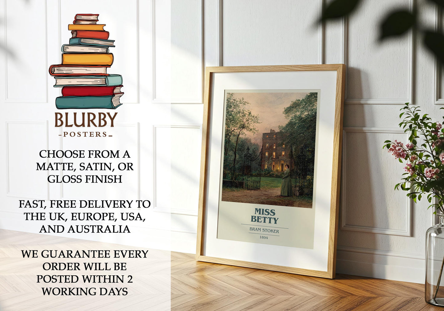 Miss Betty by Bram Stoker | Book Poster | Literary Art Gift For Book Lover | Novel Inspired Wall Art | Free Delivery