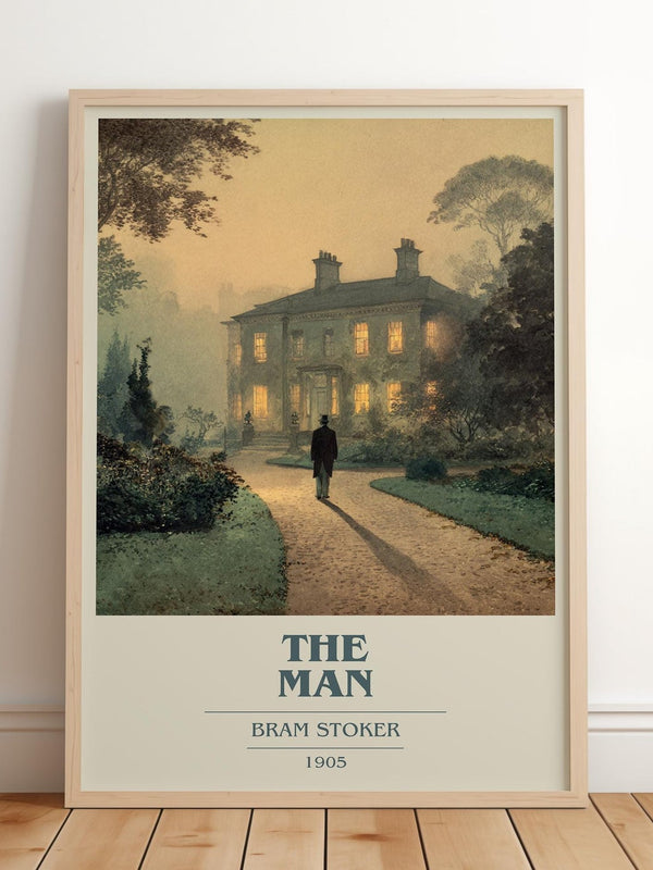 The Man book cover print in frame leaning in hallway – gothic wall art