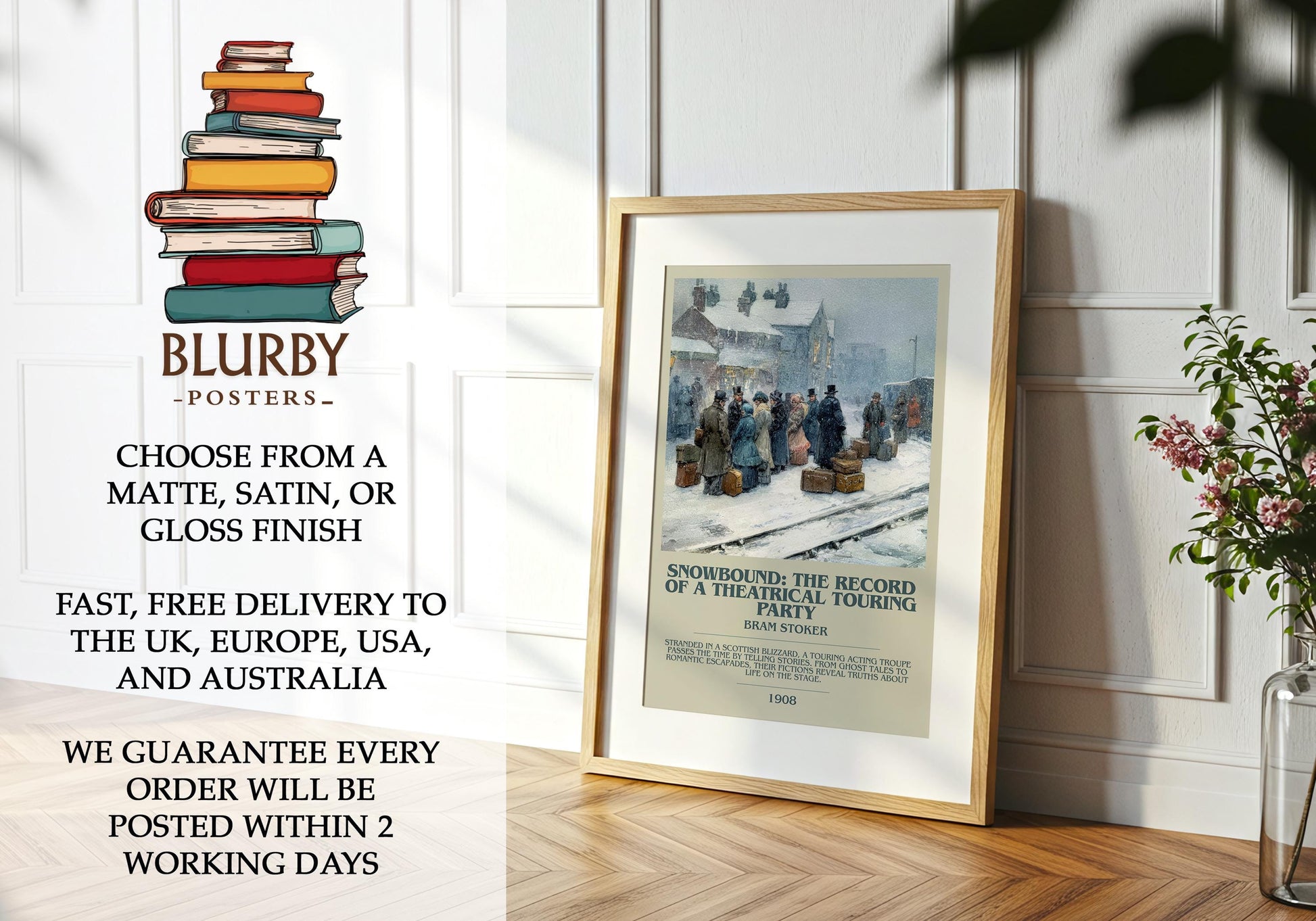 Snowbound: The Record of a Theatrical Touring Party by Bram Stoker | Book Poster | Literary Art Gift For Book Lover | Novel Wall Art