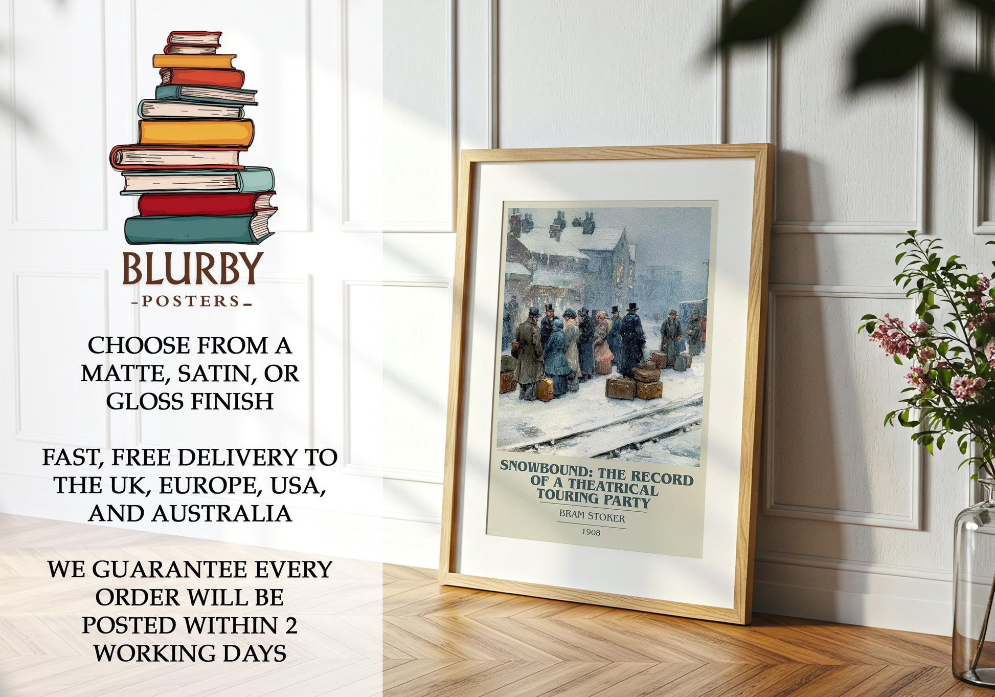 Snowbound: The Record of a Theatrical Touring Party by Bram Stoker | Book Poster | Literary Art Gift For Book Lover | Novel Wall Art