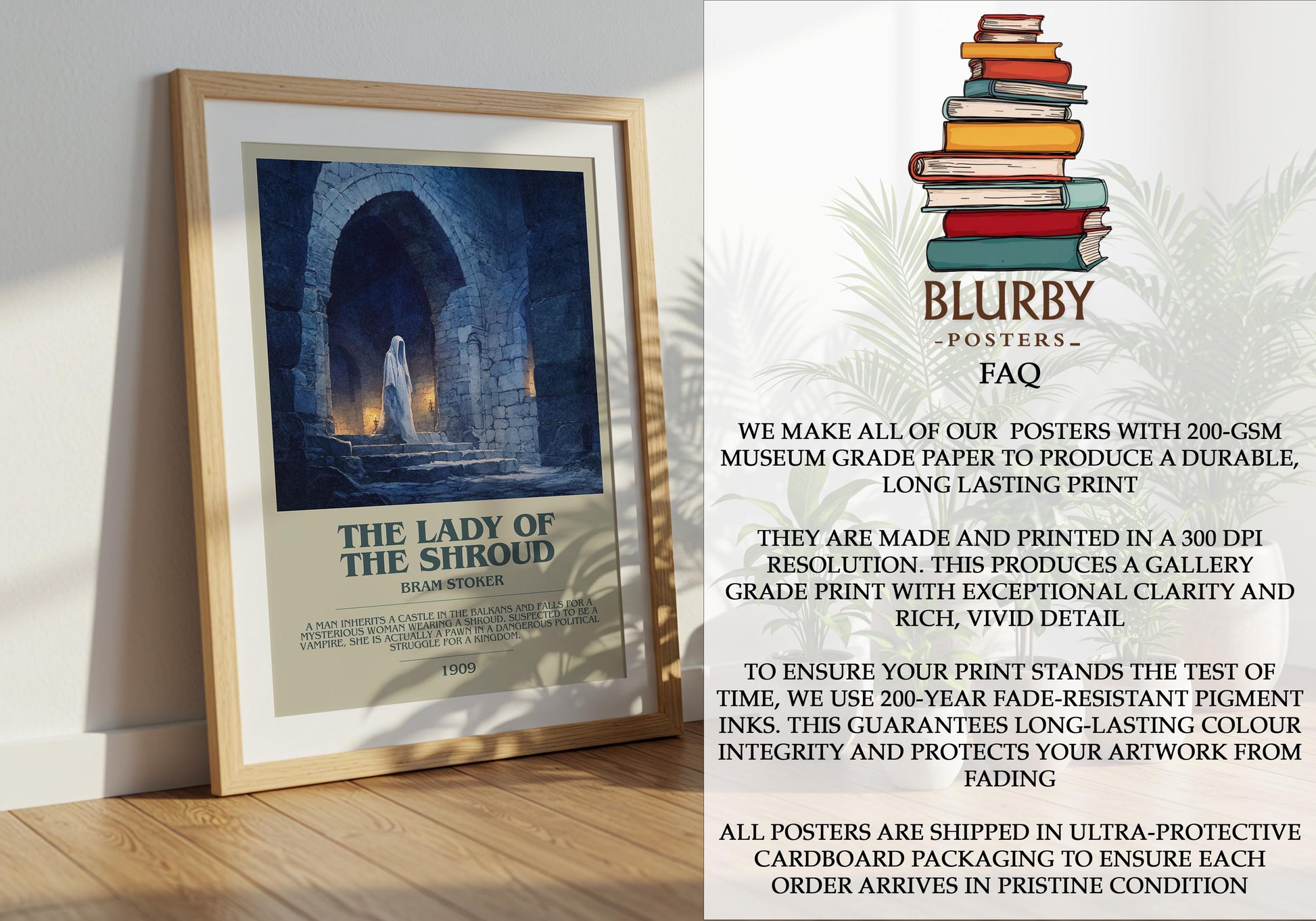 The Lady of the Shroud by Bram Stoker | Book Poster | Literary Art Gift For Book Lover | Novel Inspired Wall Art | Free Delivery
