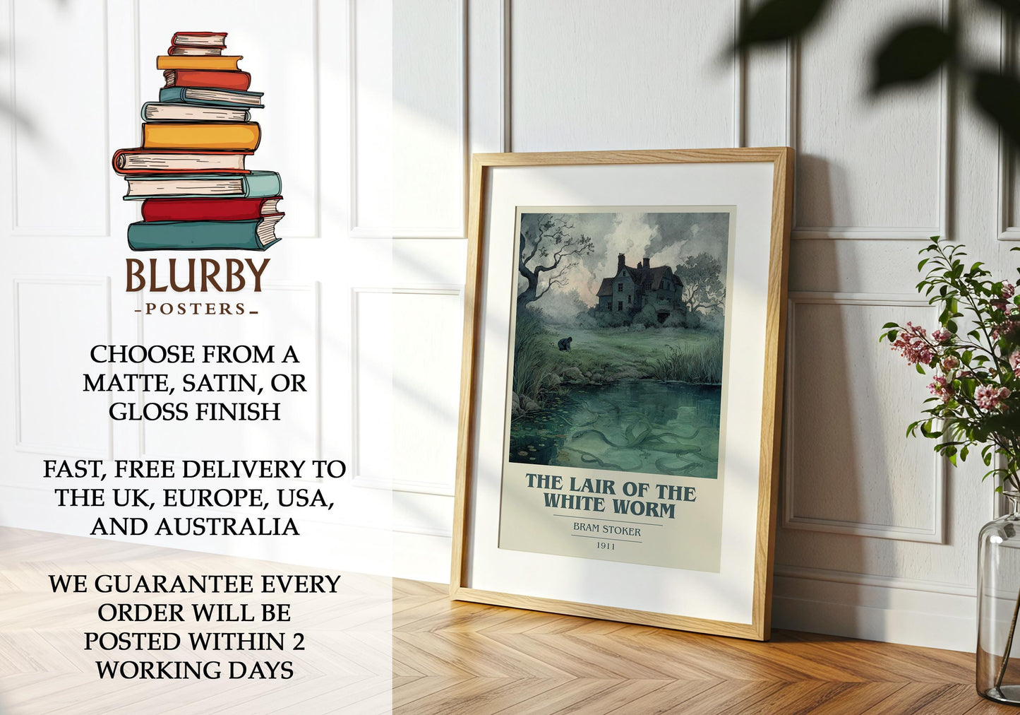 The Lair of the White Worm by Bram Stoker | Book Poster | Literary Art Gift For Book Lover | Novel Inspired Wall Art | Free Delivery