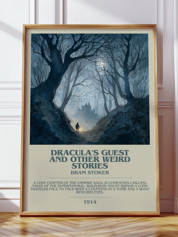 Dracula's Guest And Other Weird Stories bookish print in frame leaning in hallway – gothic wall art