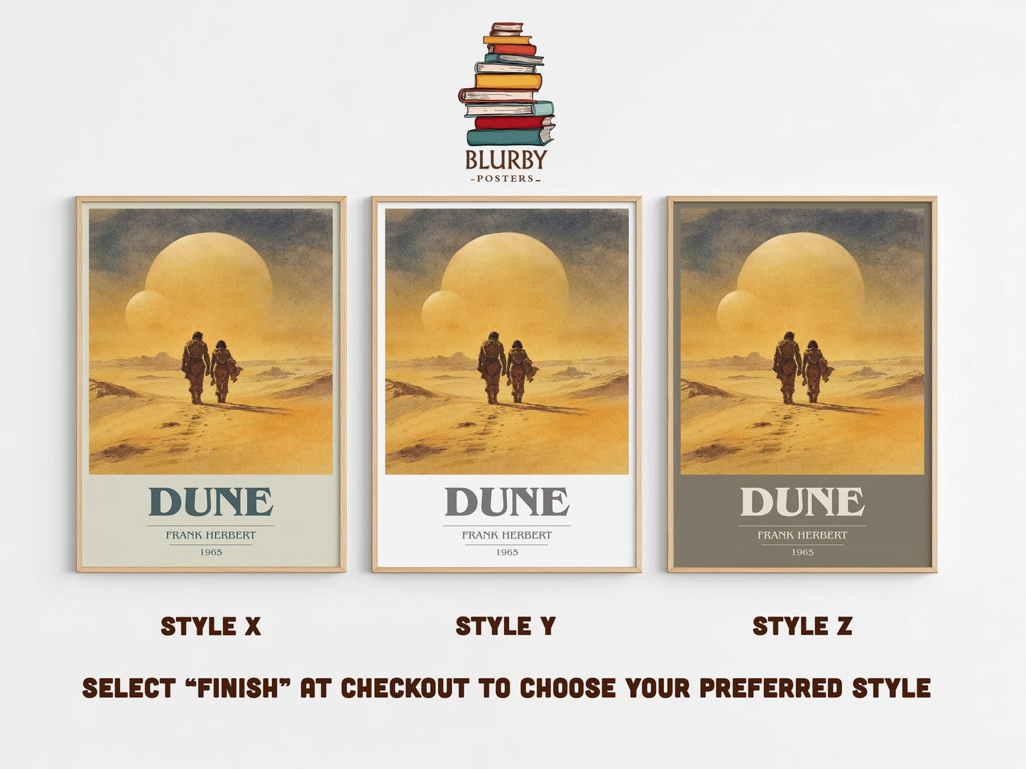 Dune book cover poster colour and style options – Frank Herbert book art