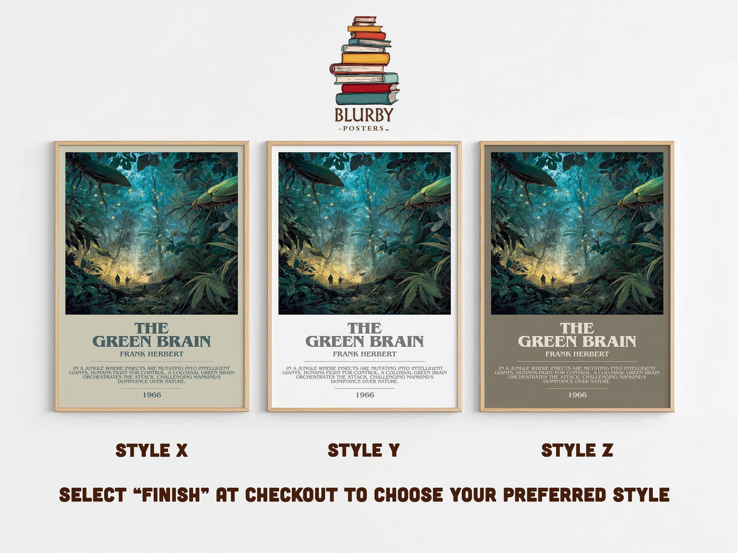 The Green Brain bookish poster colour and style options – Frank Herbert book art