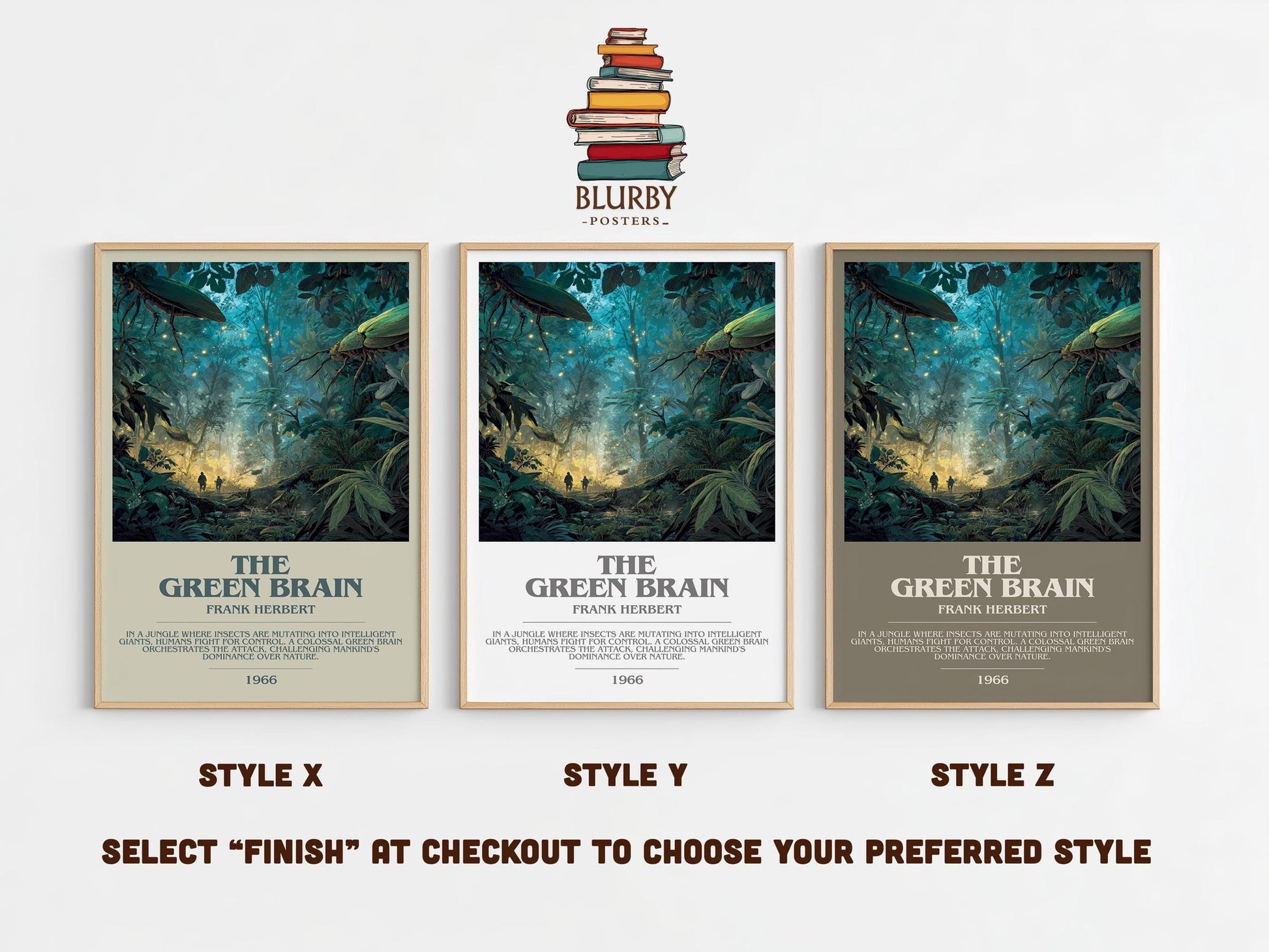 The Green Brain bookish poster colour and style options – Frank Herbert book art