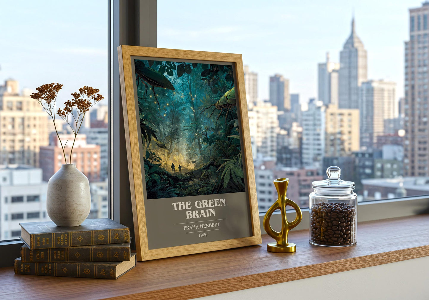 The Green Brain book cover book poster framed on wall – sci fi wall art