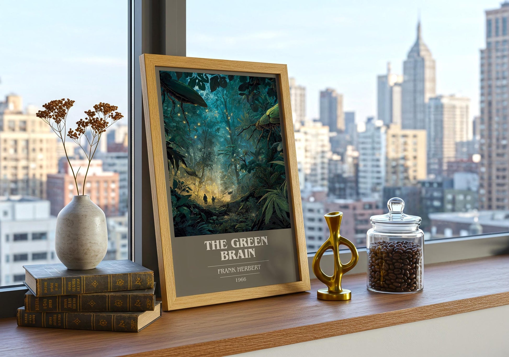 The Green Brain book cover book poster framed on wall – sci fi wall art
