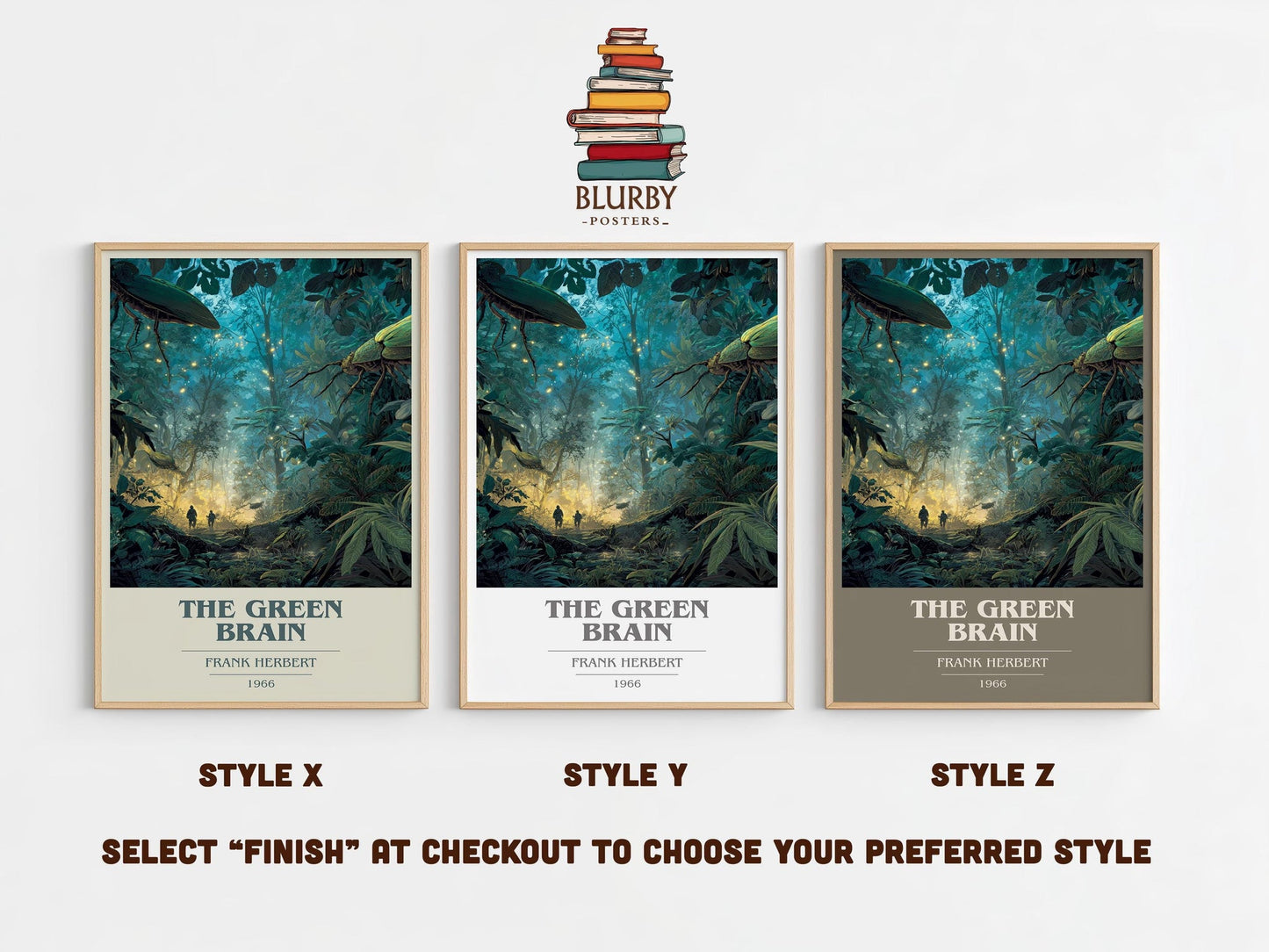 The Green Brain book cover poster colour and style options – Frank Herbert book art
