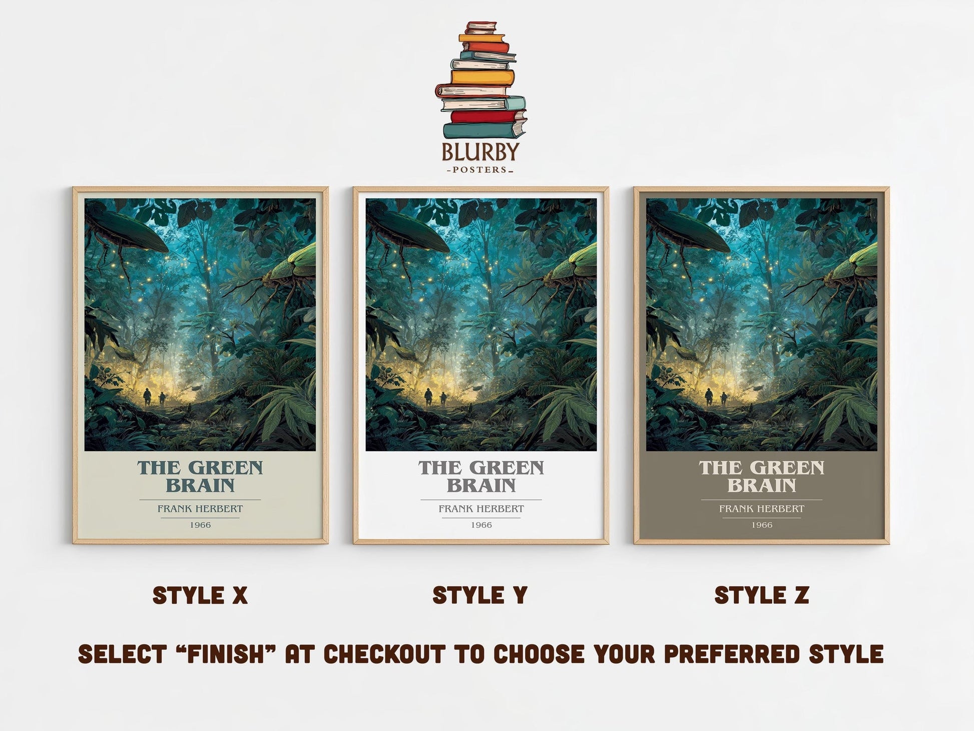 The Green Brain book cover poster colour and style options – Frank Herbert book art