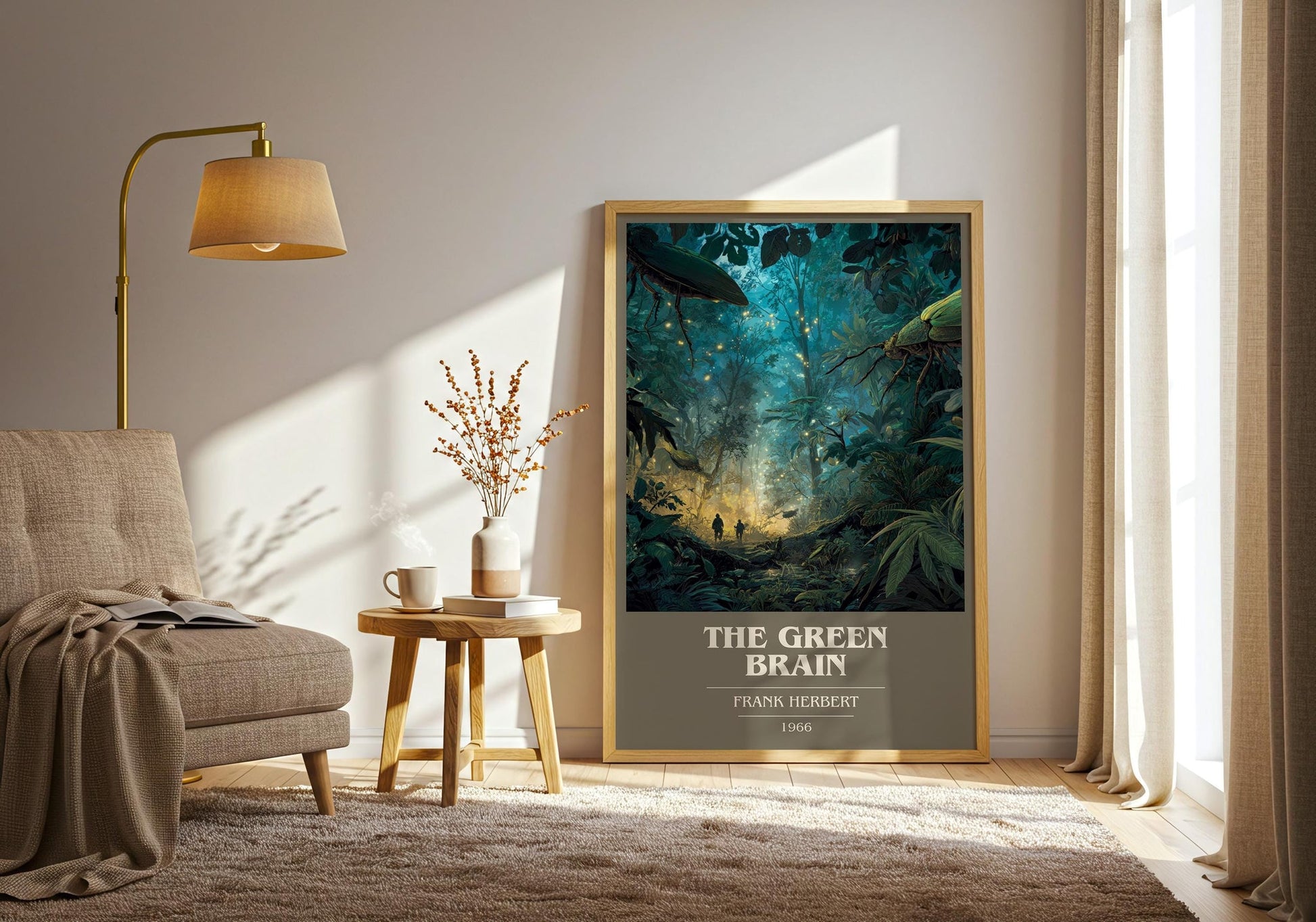 The Green Brain book cover print on bookshelf – Frank Herbert fan gift