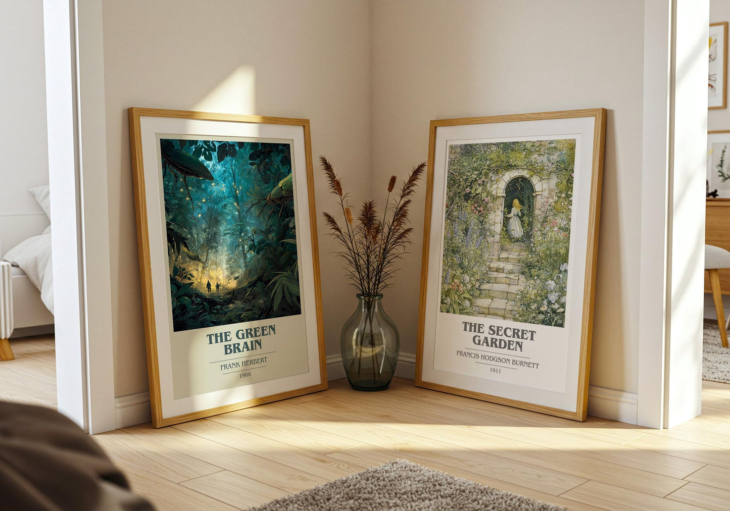 The Green Brain book cover poster paired in gallery wall – literary art prints