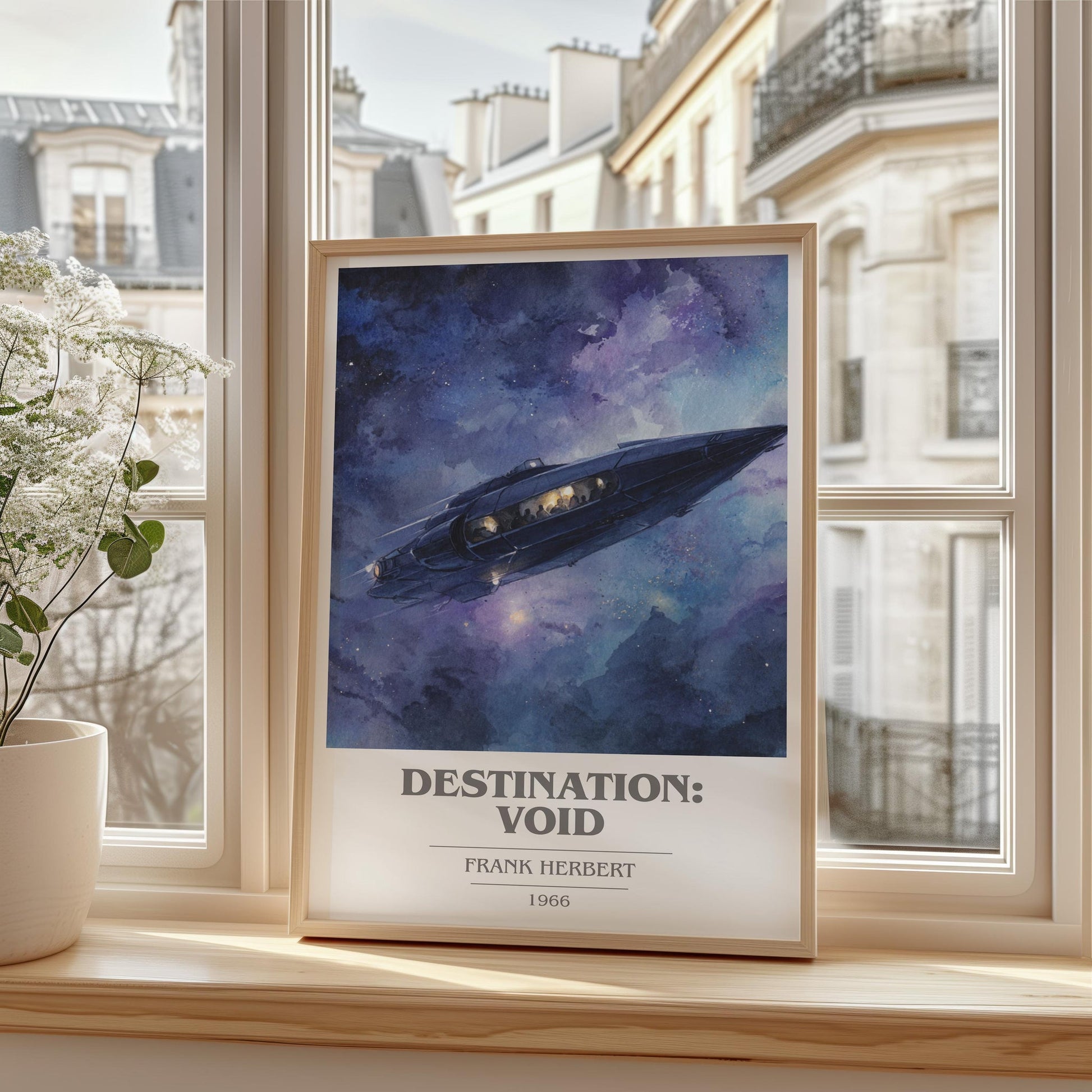 Destination: Void book cover print framed by window – literary home decor