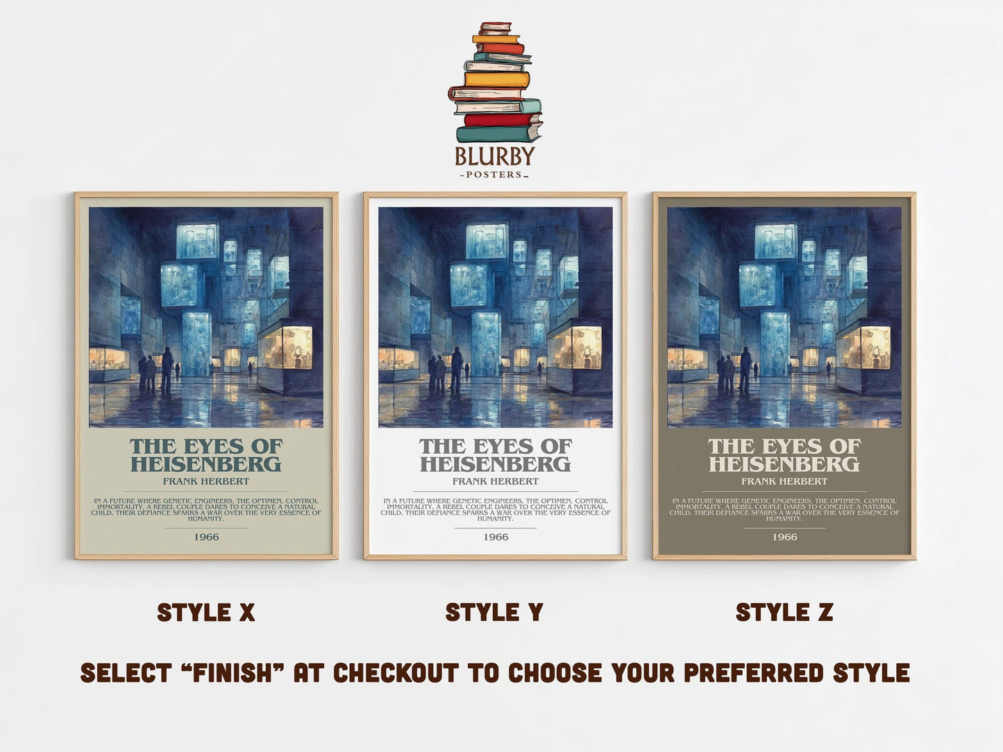 The Eyes of Heisenberg bookish poster colour and style options – Frank Herbert book art