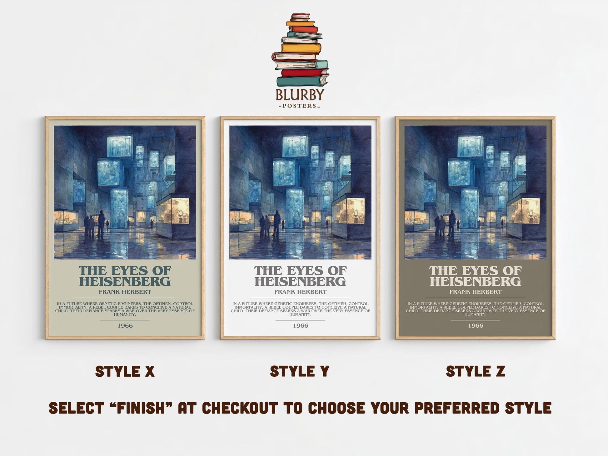 The Eyes of Heisenberg bookish poster colour and style options – Frank Herbert book art