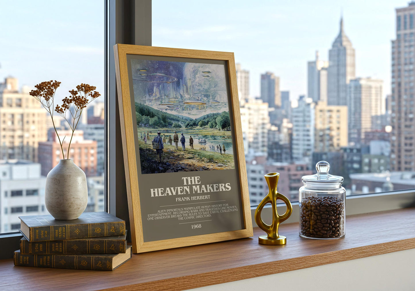The Heaven Makers bookish book poster framed on wall – sci fi wall art