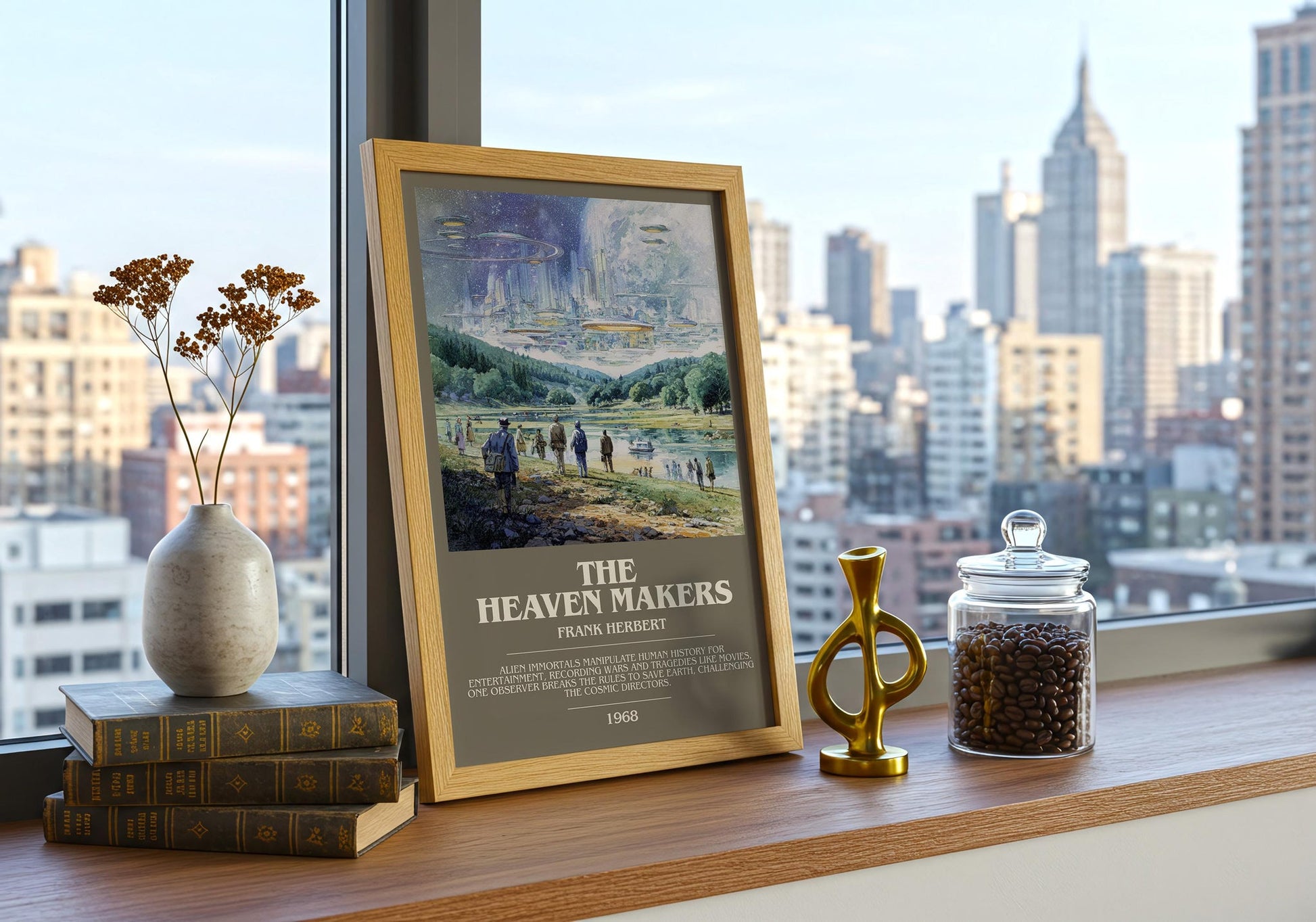 The Heaven Makers bookish book poster framed on wall – sci fi wall art