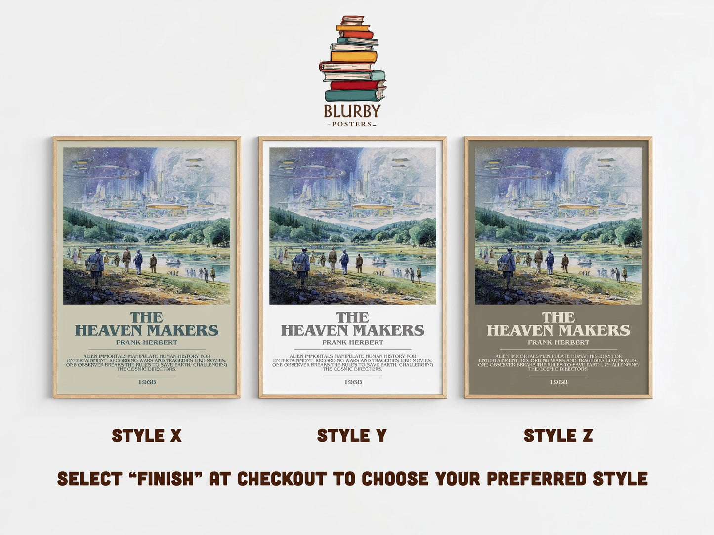 The Heaven Makers bookish poster colour and style options – Frank Herbert book art