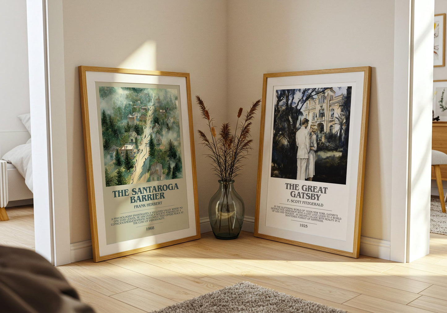 The Santaroga Barrier bookish poster paired in gallery wall – literary art prints