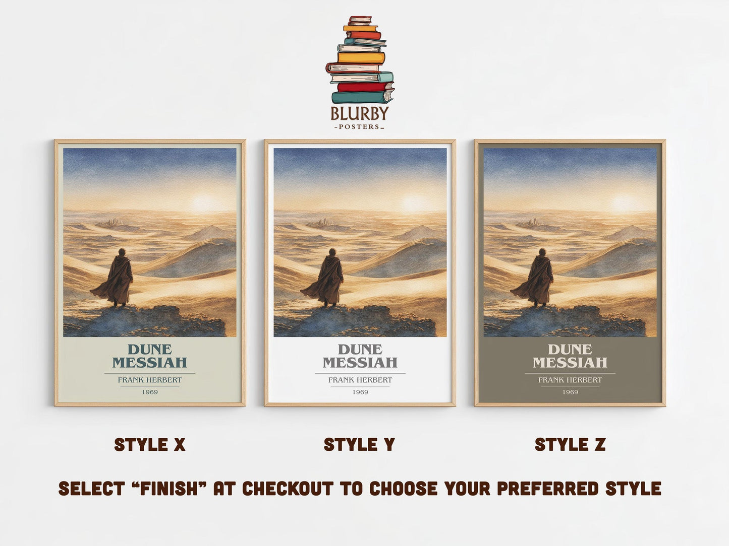 Dune Messiah book cover print in frame leaning in hallway – sci fi wall art