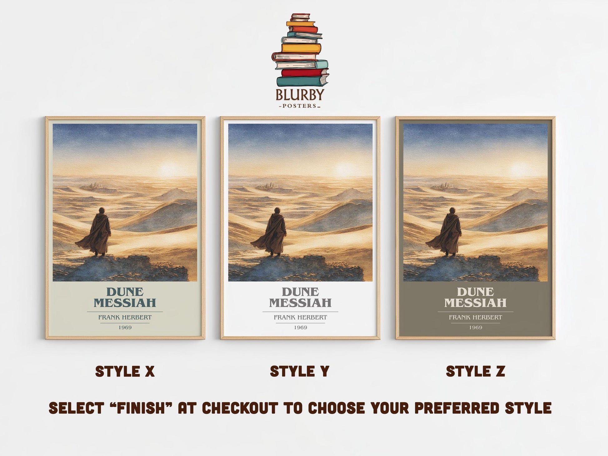 Dune Messiah book cover print in frame leaning in hallway – sci fi wall art